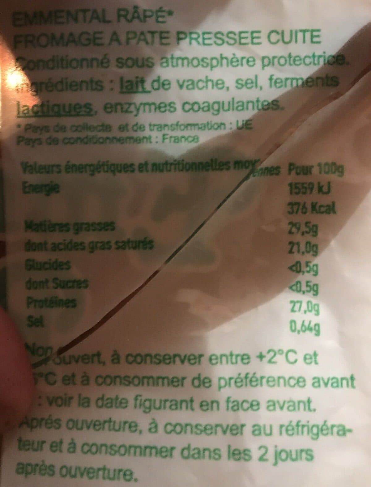 Open Food Facts Emmental rapé packshot