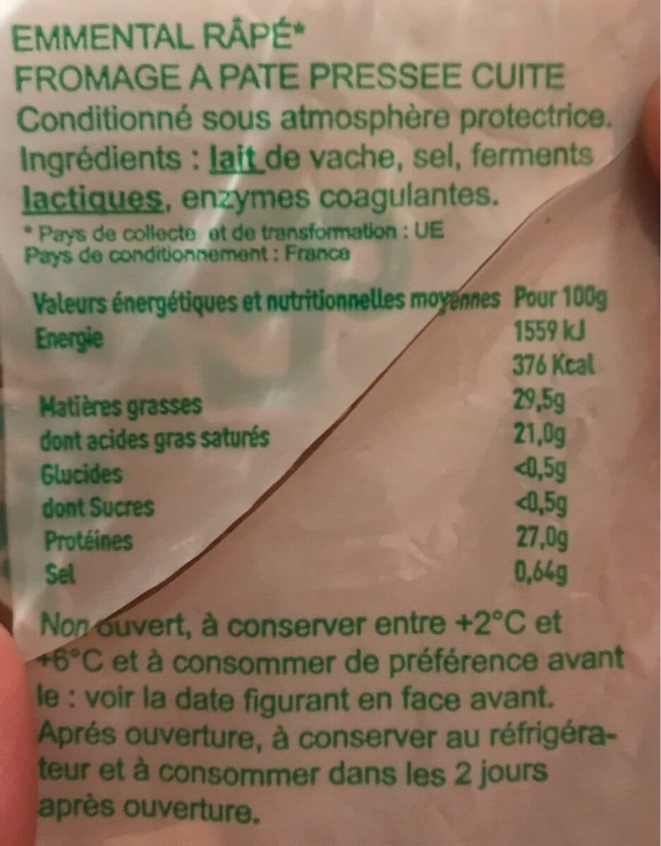 Open Food Facts Emmental rapé packshot