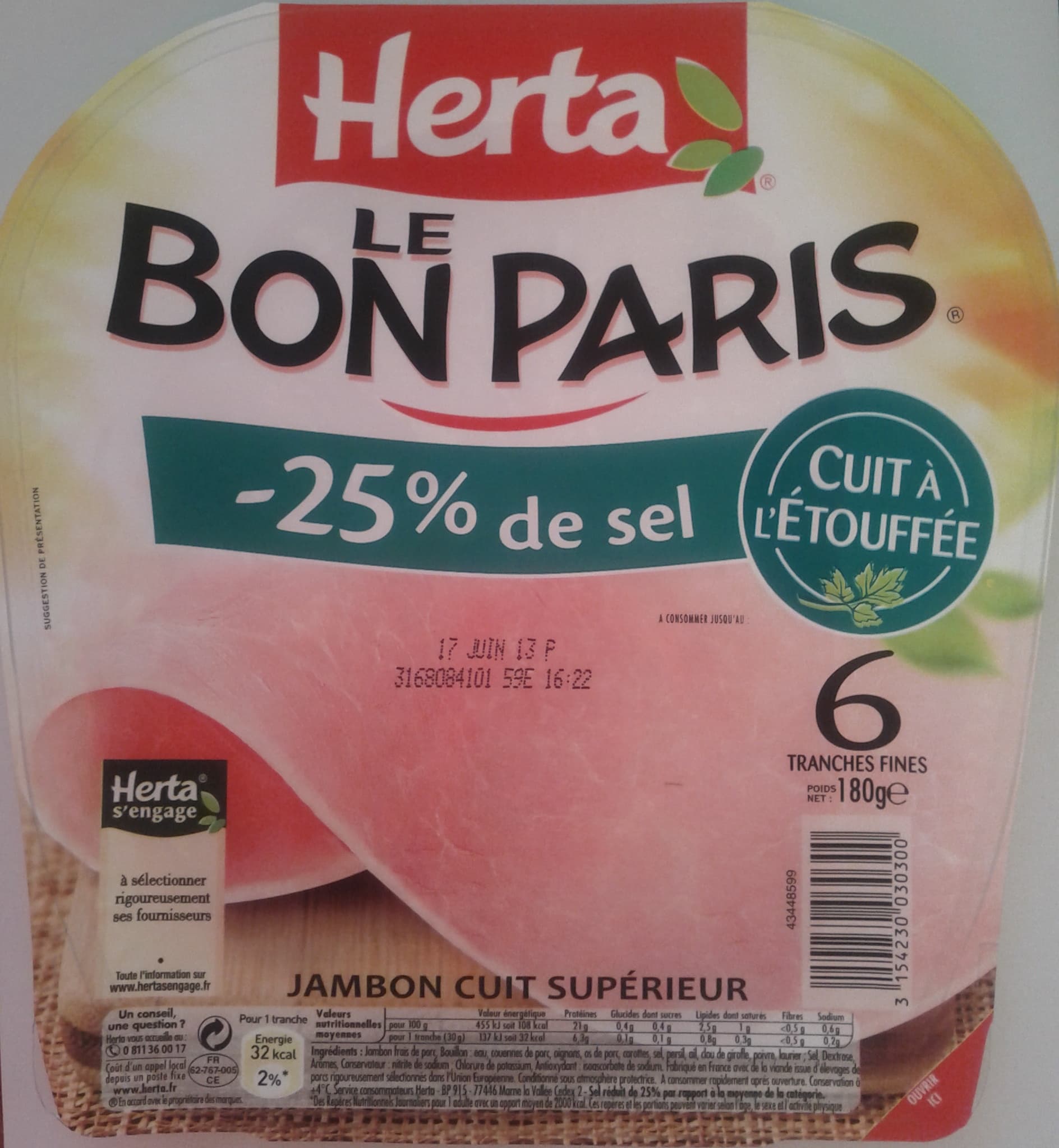Nestlé Le bon Paris - Jambon cuit supérieur packshot
