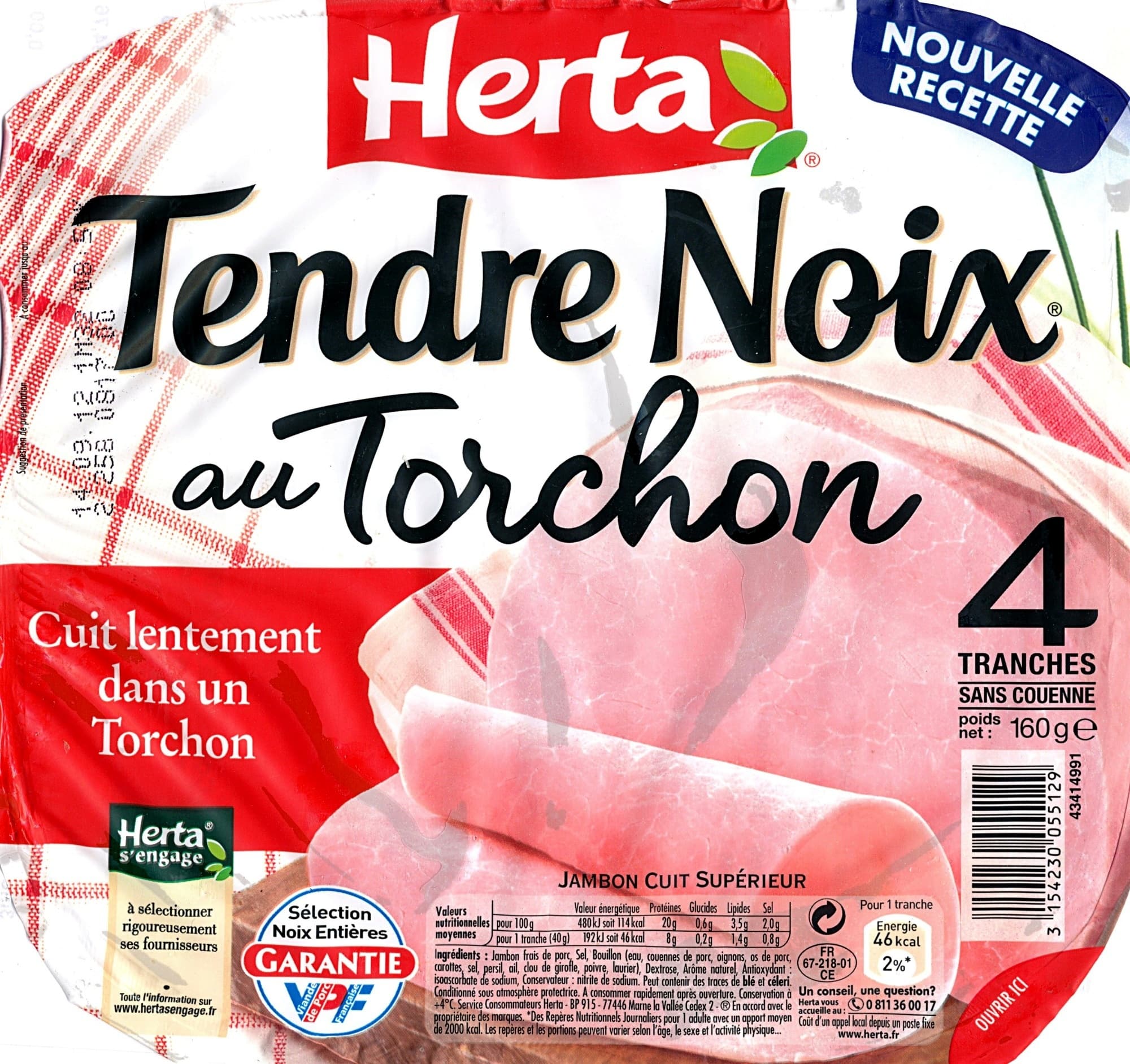Nestlé Tendre Noix, au Torchon (4 Tranches Sans Couenne) packshot