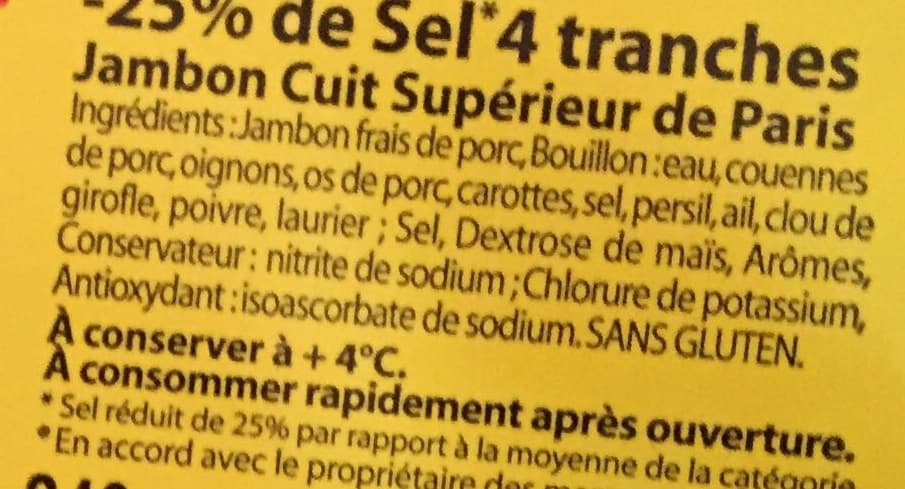 Nestlé Le Bon Paris (- 25 % de Sel, Cuit à l'Étouffée - 4 Tranches) Lot de 2 + 1 Gratuite packshot