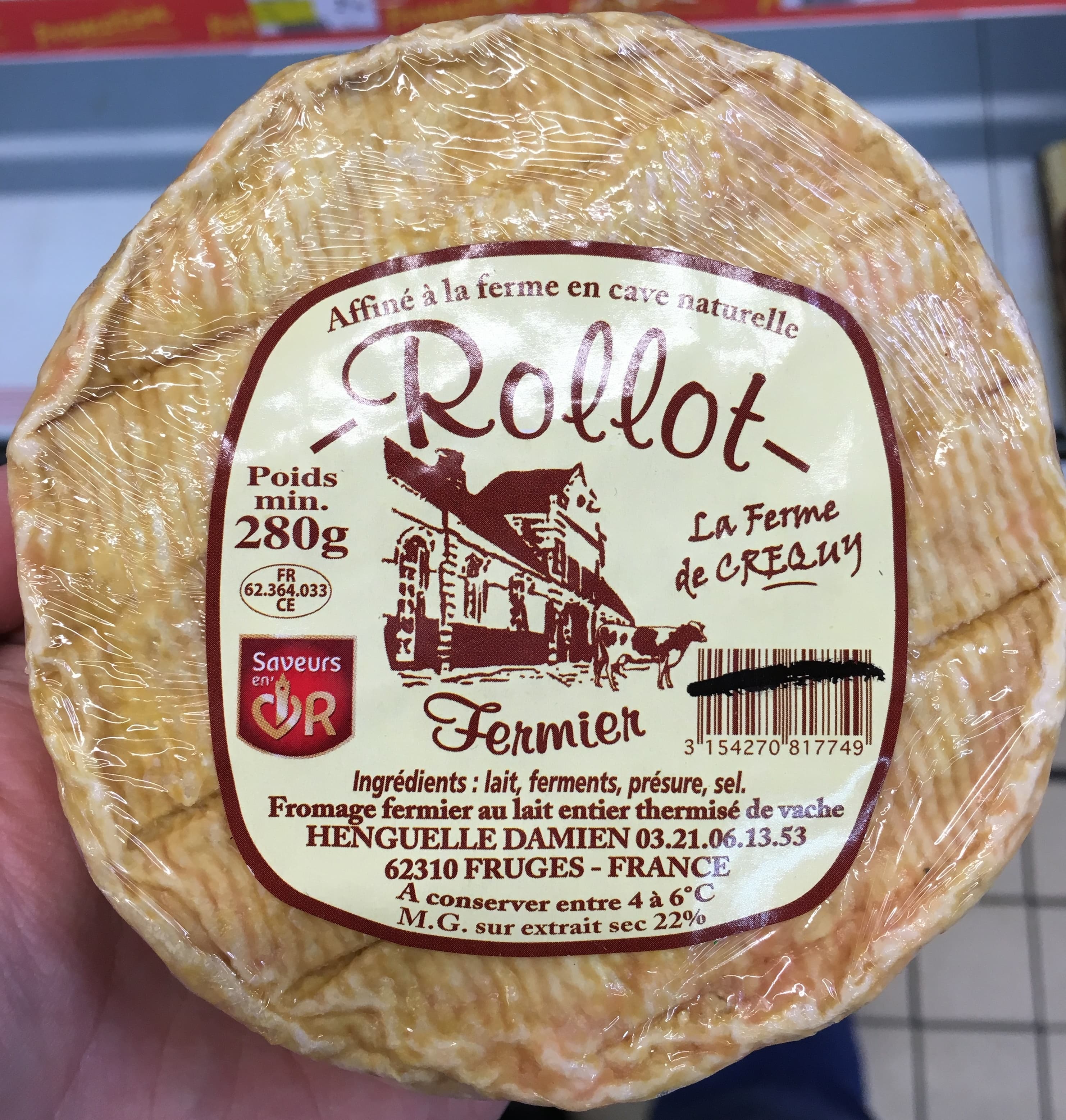 La Ferme de Crequy Rollot fermier (22% MG) packshot
