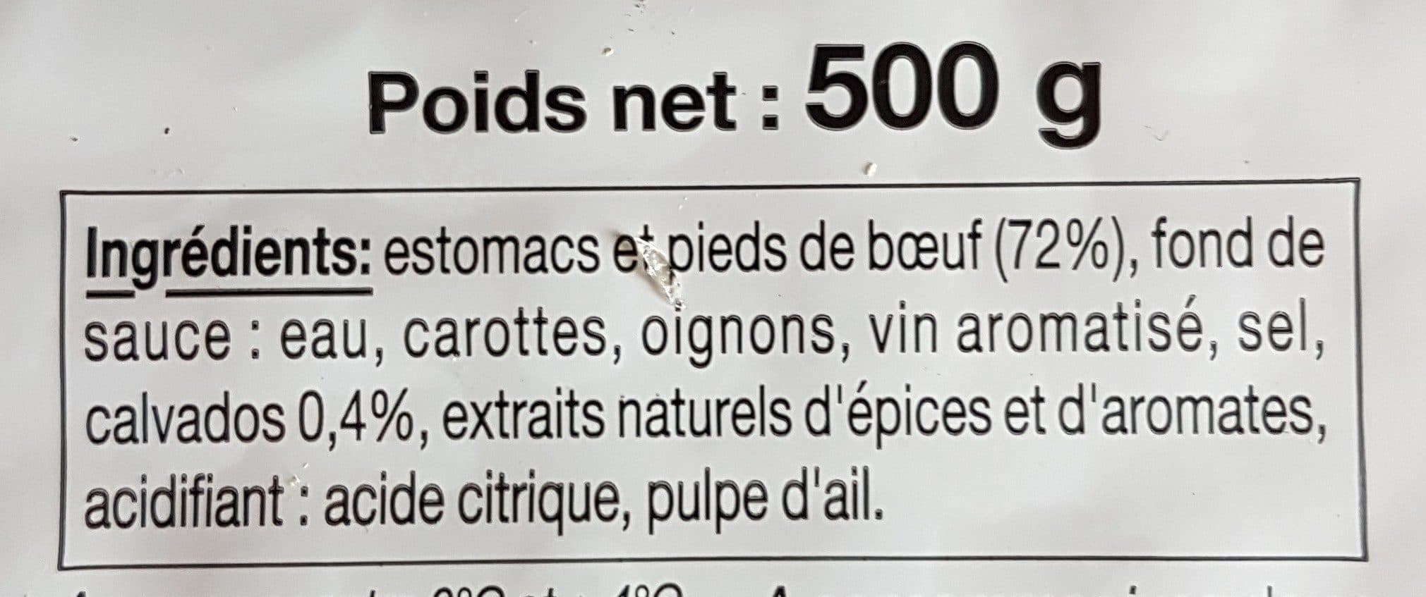 Open Food Facts Tripes à La Mode De Caen Paillard, 500g packshot