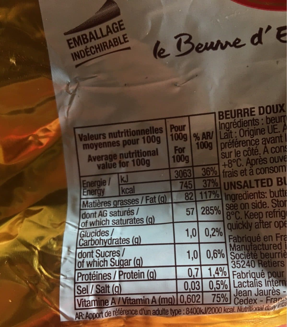 Bridel Beurre Doux, La Plaquette De 250g packshot