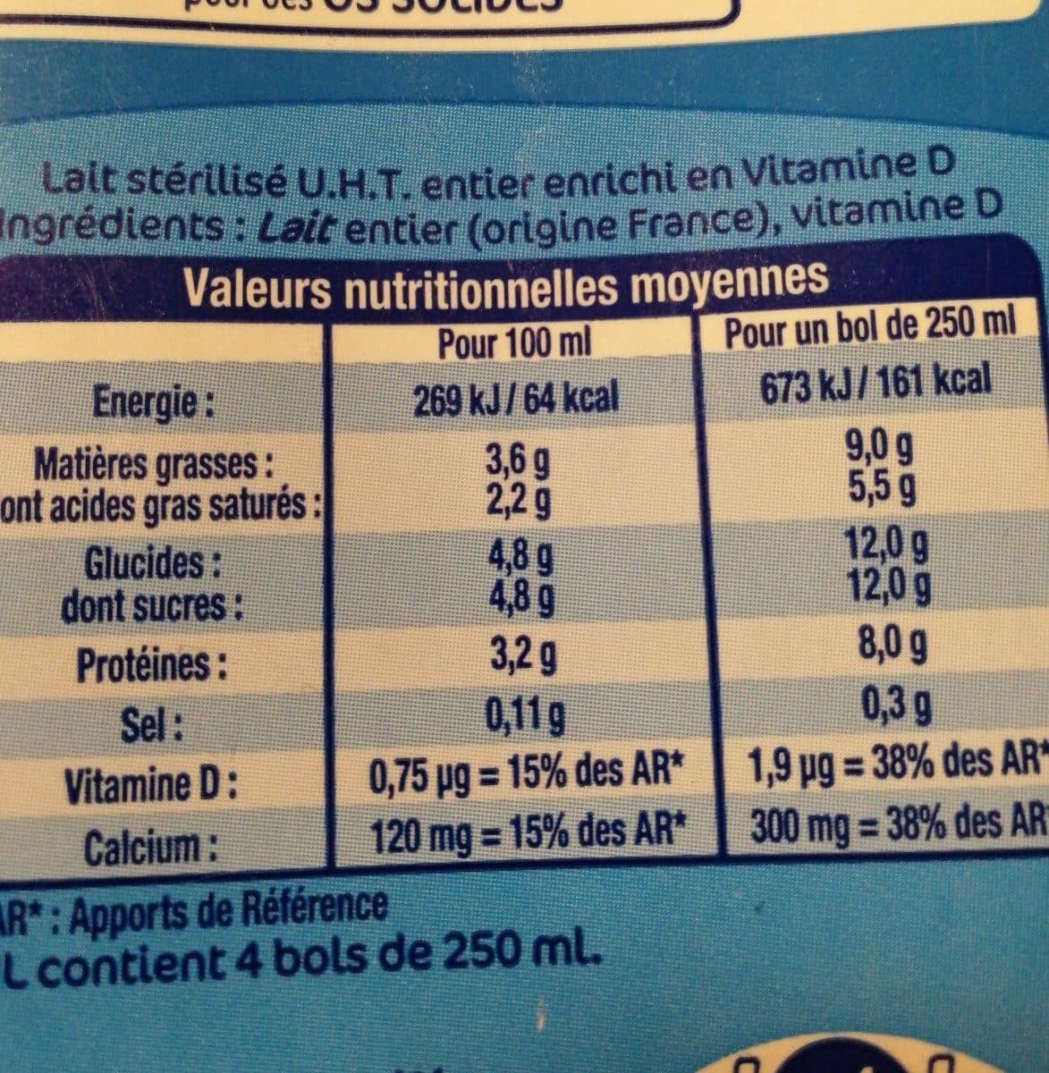 Lactel Lait Entier Uht Brick packshot