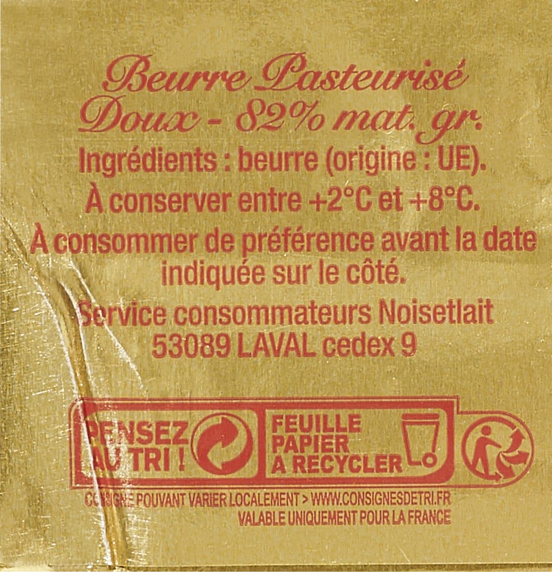 Noisetlait Beurre Pasteurisé Doux packshot