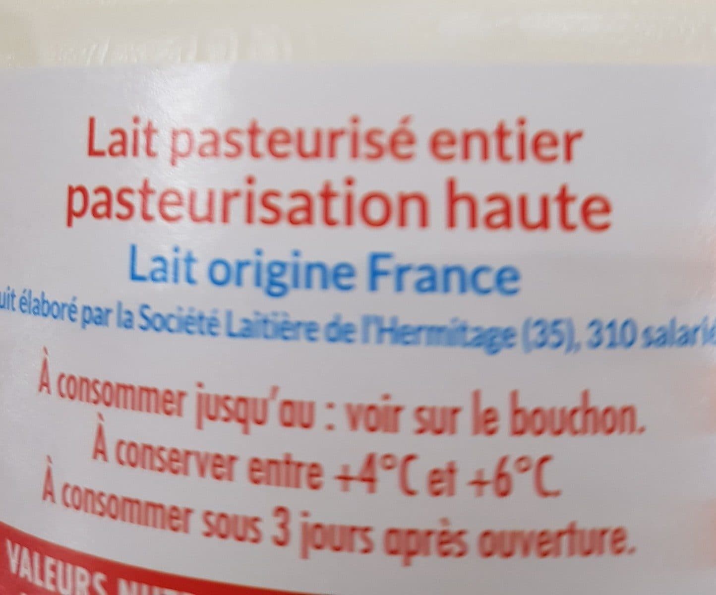 Bridel Lait de Bretagne Lait pasteurisé entier packshot