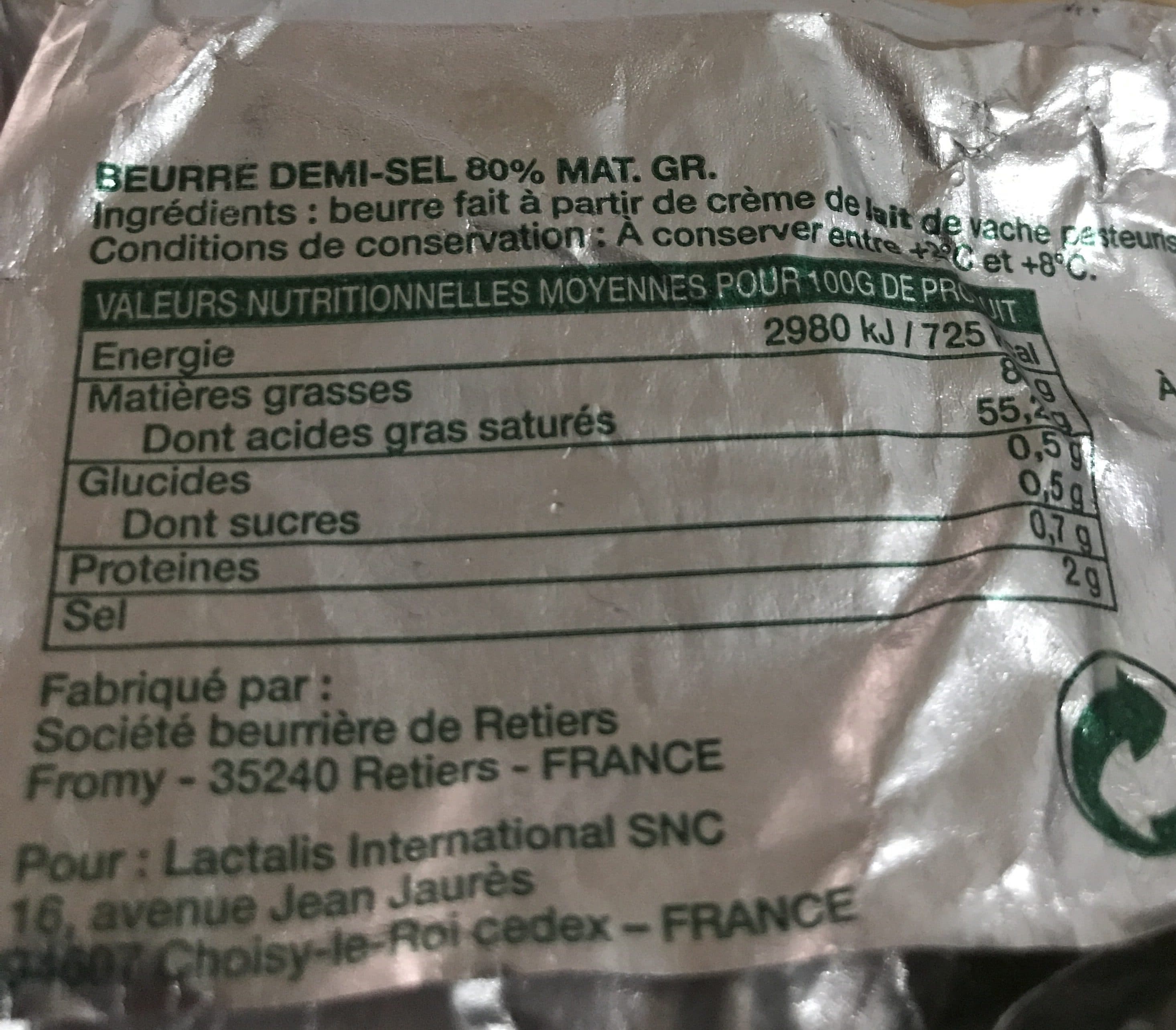 Lactalis Beurre pasteurisé demi-sel (80 % MG) packshot