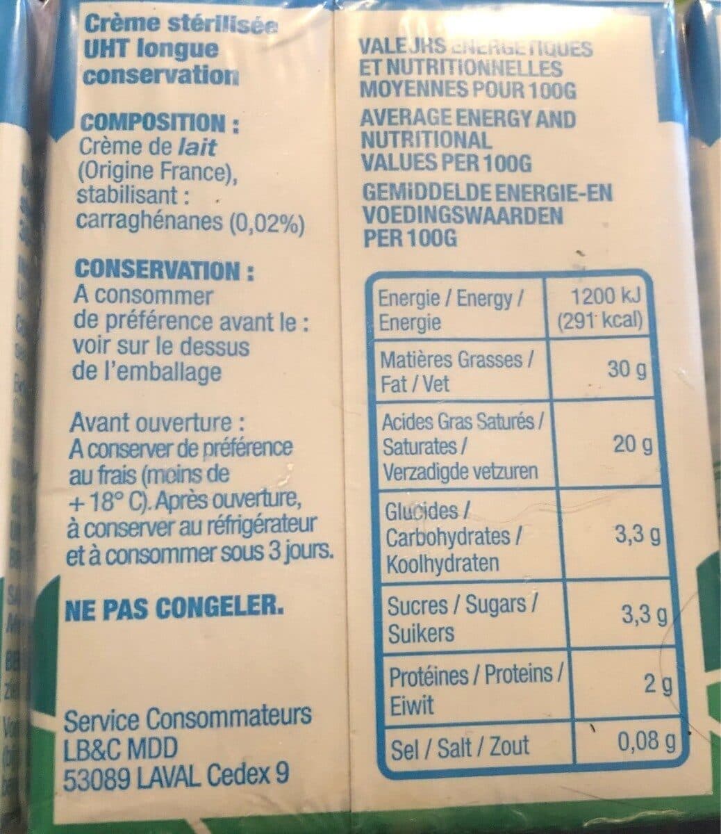 Bocage 1ER Prix Creme Uht 30% packshot