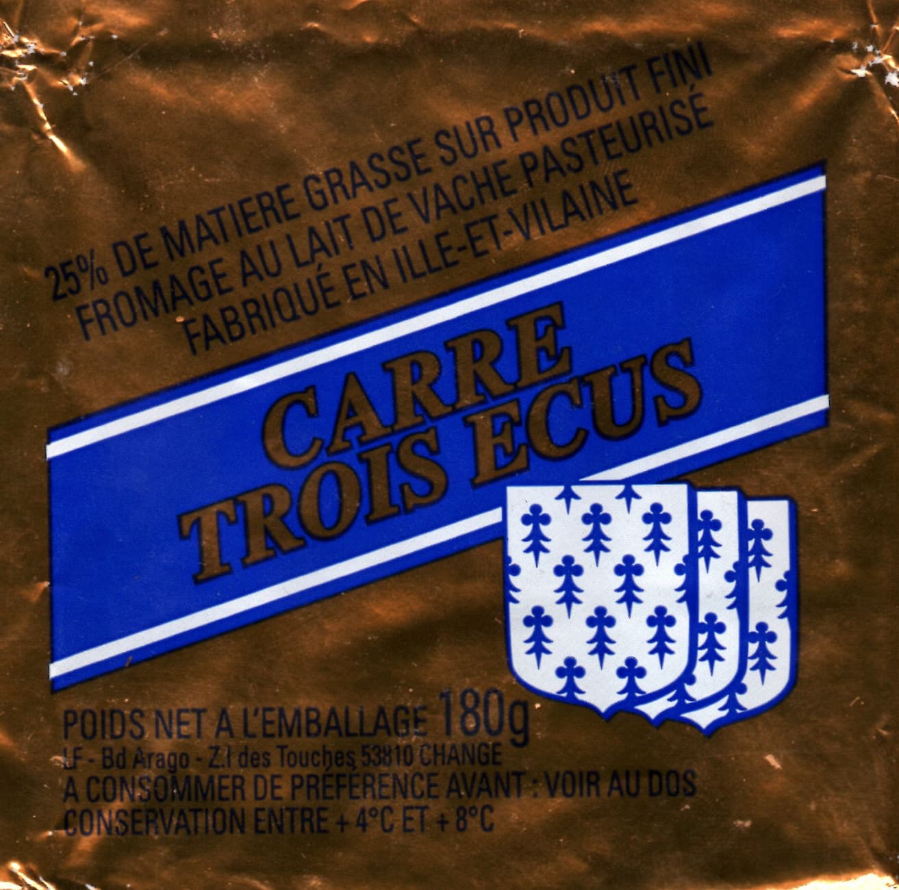 Carre Trois Ecus Fromage au lait de vache pasteurisé (25 % MG) packshot