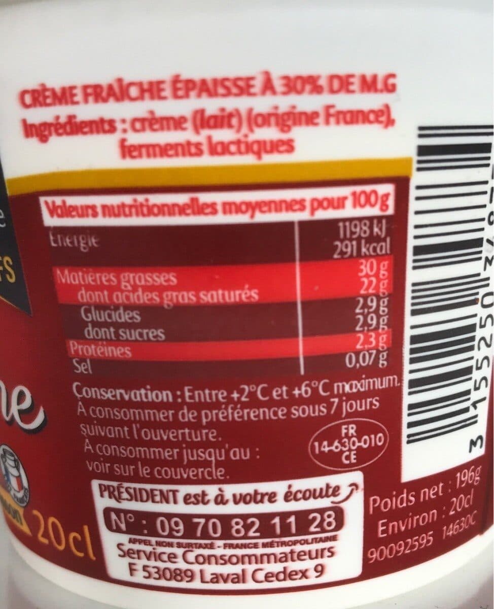 PRESIDENT Crème fraîche gastronomique packshot