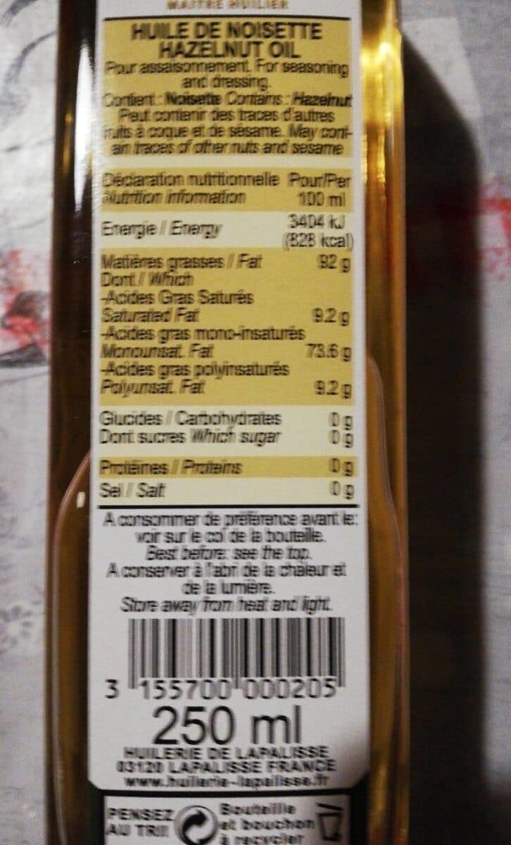 Huilerie de Lapalisse Huile de noisette packshot