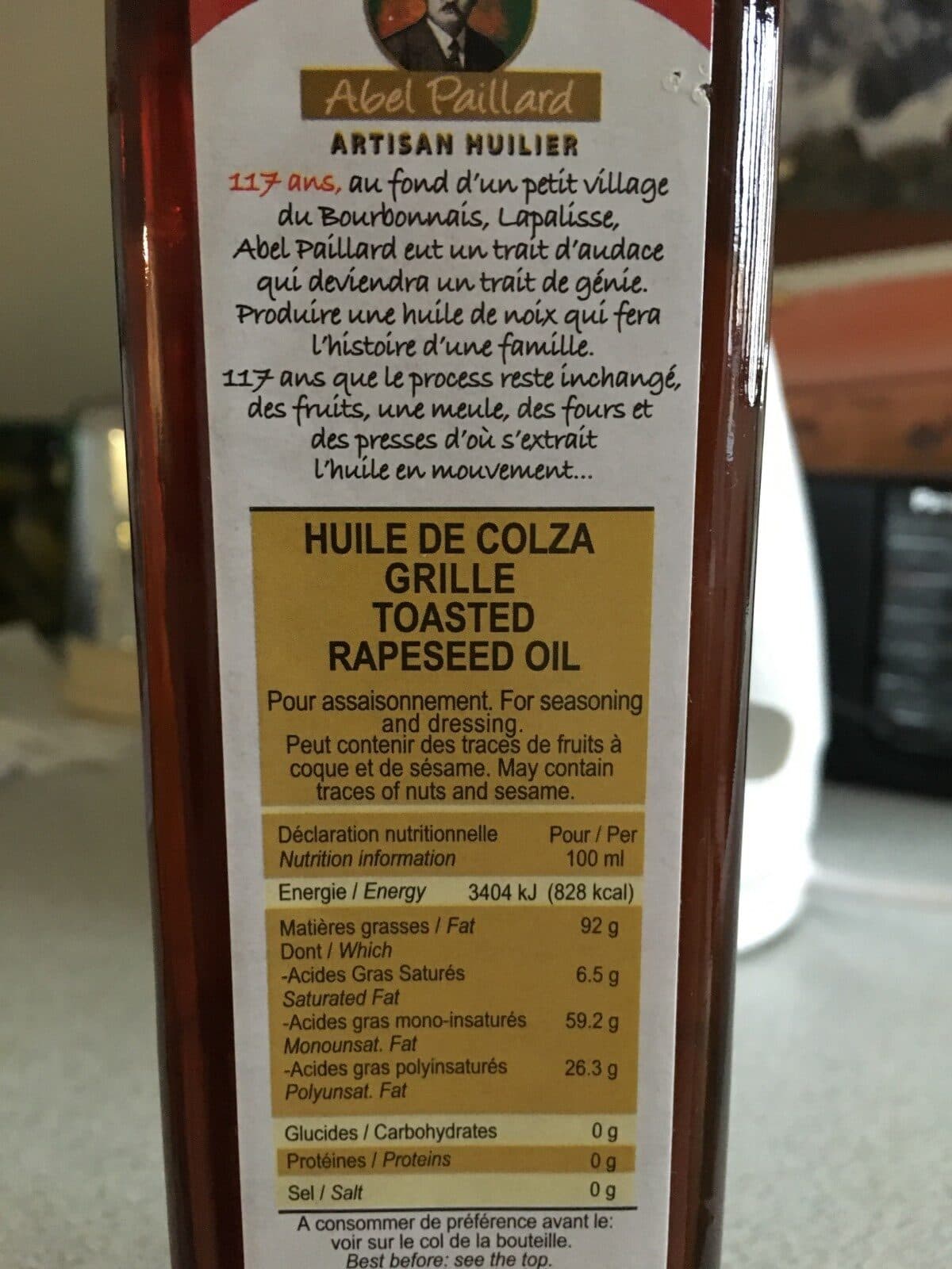 Huilerie de Lapalisse Huile de colza grille packshot
