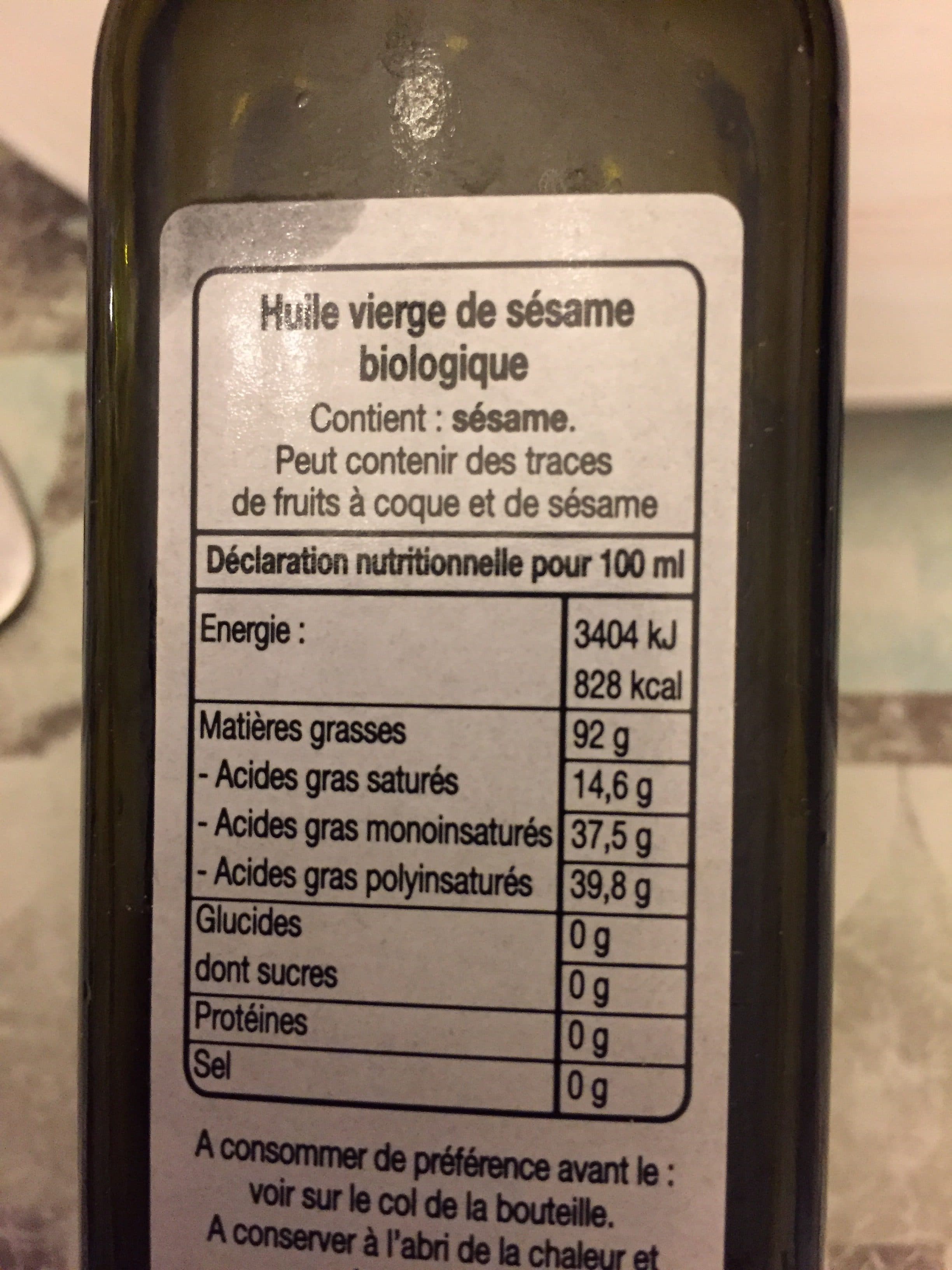 Lapalisse Bio Huile vierge de sesame biologique packshot