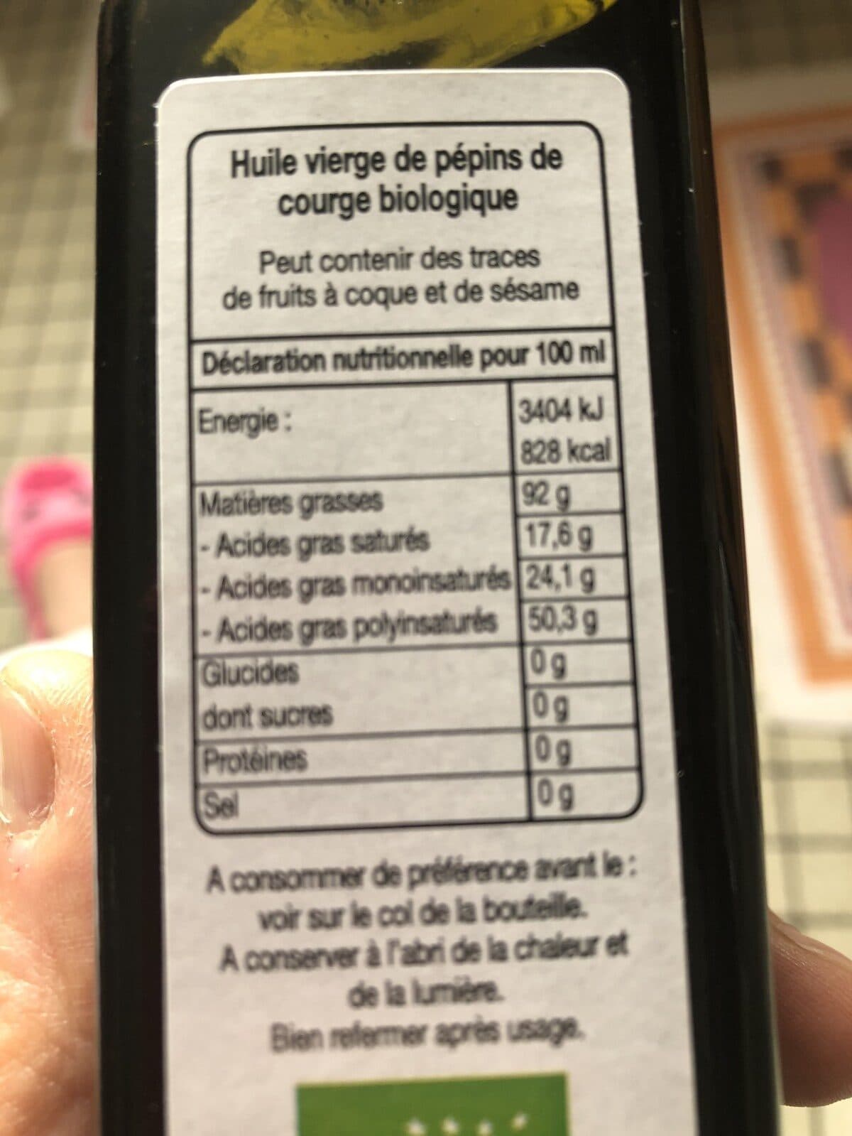Huilerie de Lapalisse Huile vierge de pépins de courge biologique packshot