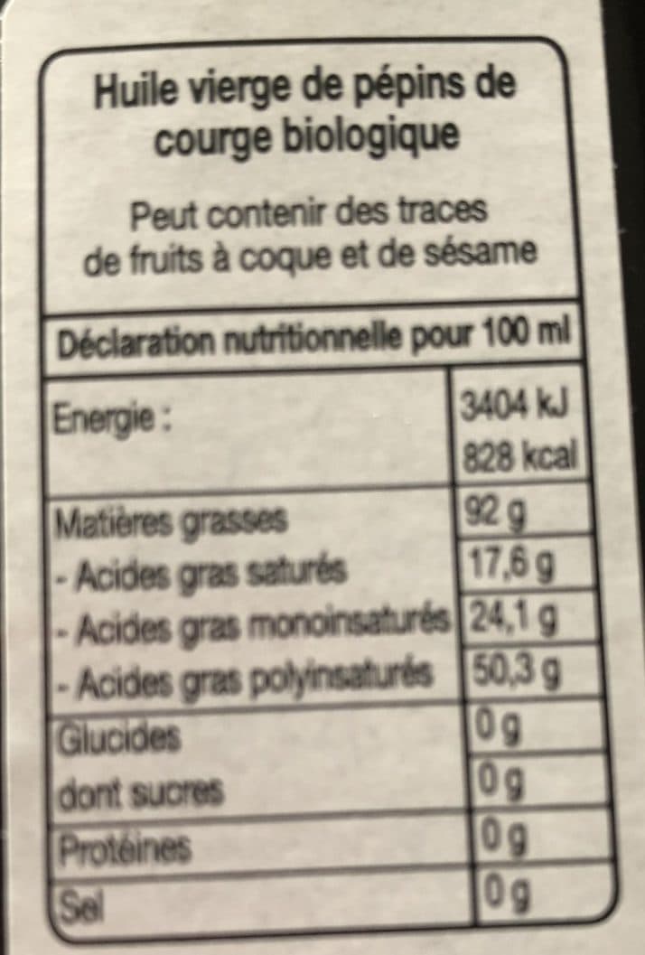 Huilerie de Lapalisse Huile vierge de pépins de courge biologique packshot