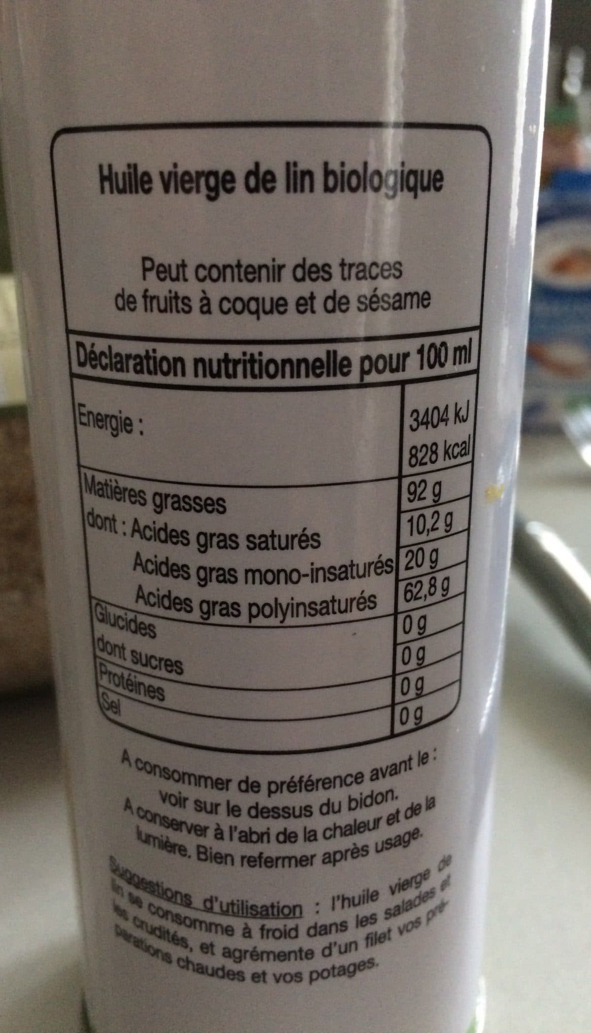 Lapalisse bio Huile De Lin Bio Bidon packshot
