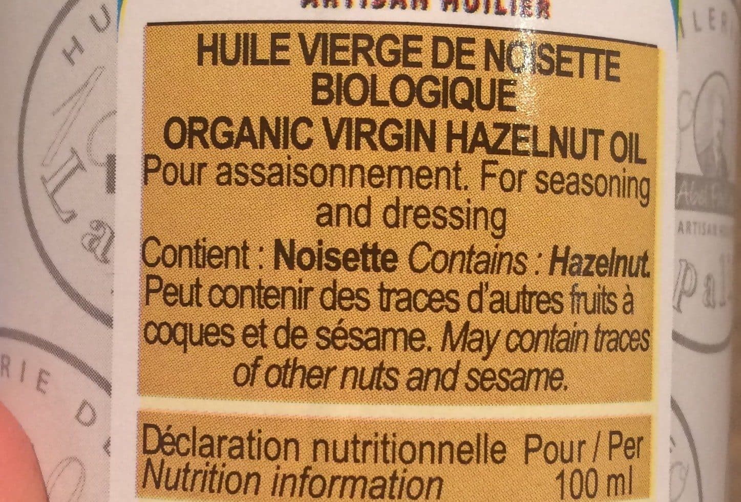 Huilerie de Lapalisse Huile vierge de noisette bio packshot