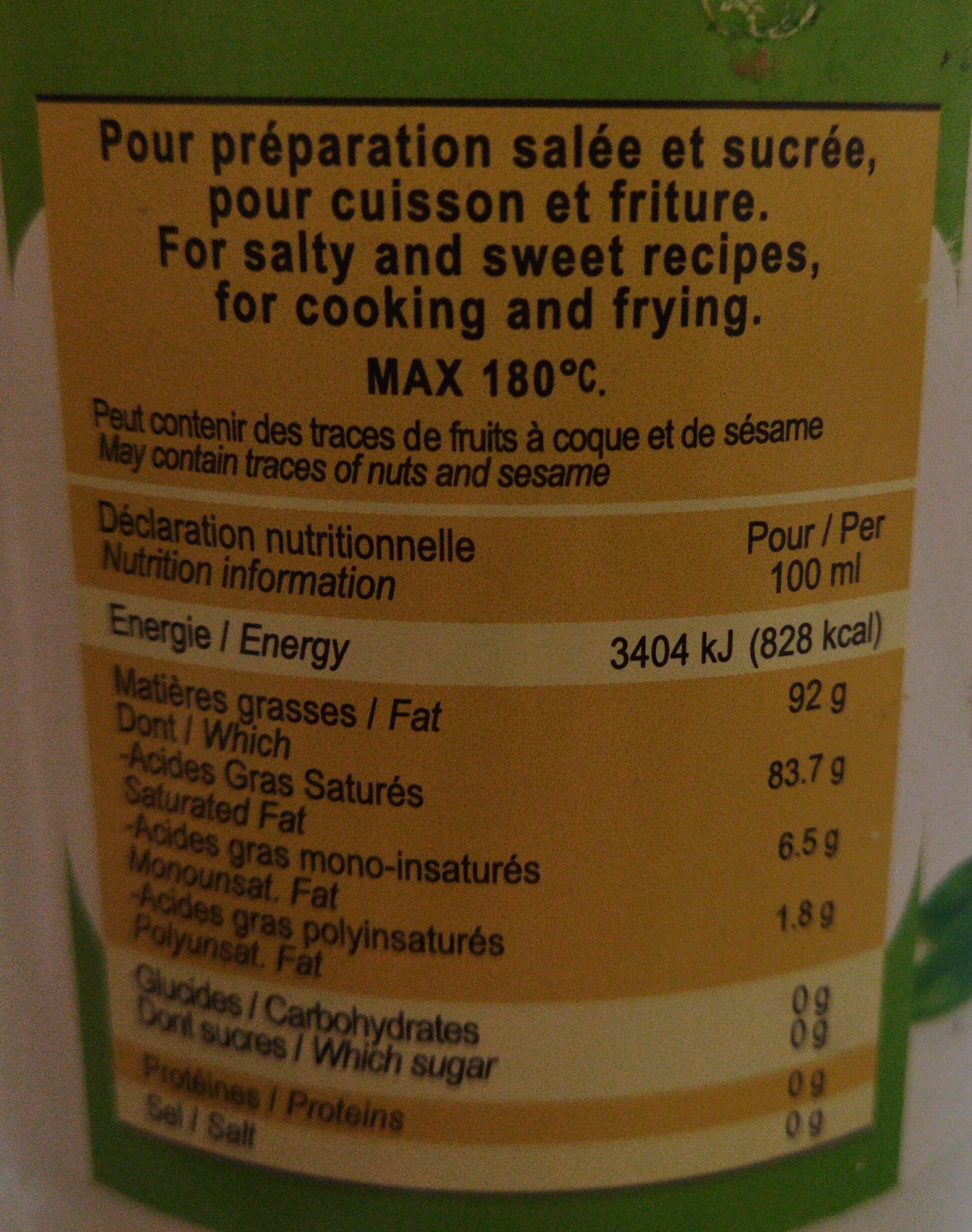 Huilerie De Lapalisse Huile de noix de coco packshot