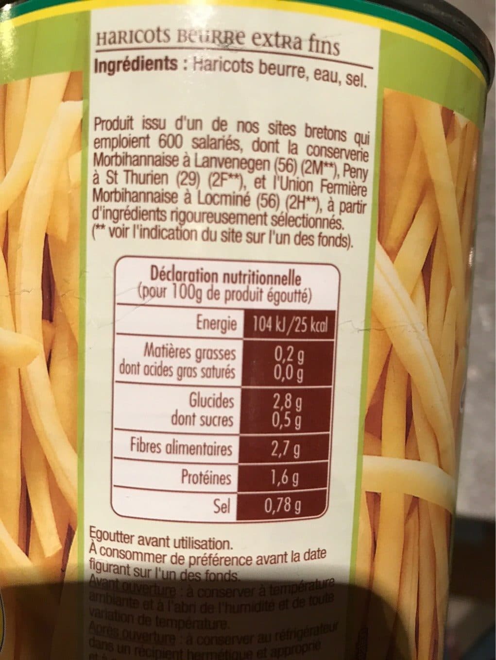 Jean nicolas Haricots beurre extra fins Produit en Bretagne Jean Nicolas 440g packshot