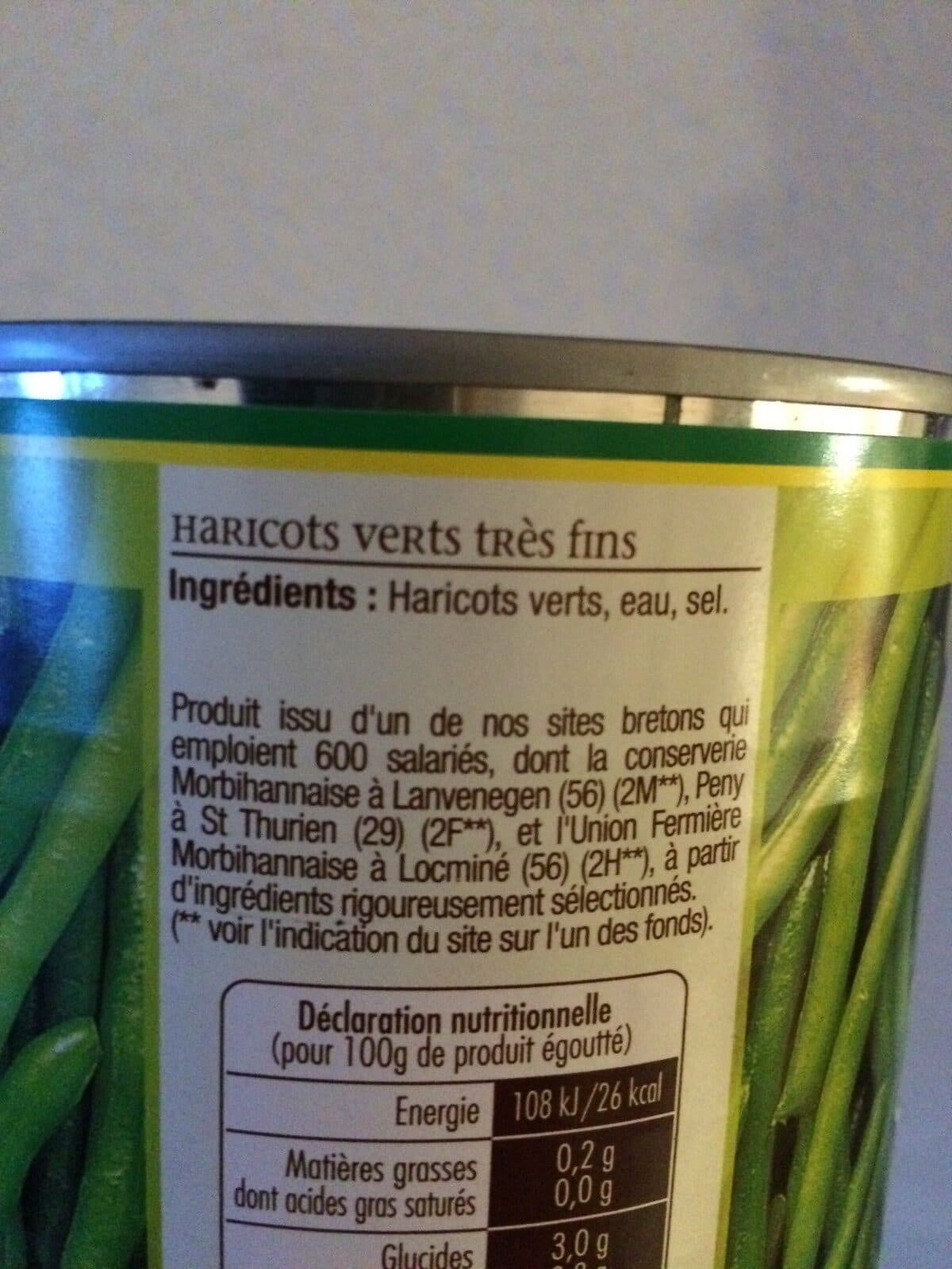 Jean nicolas Haricots verts très fins Produit en Bretagne Jean Nicolas 440g packshot