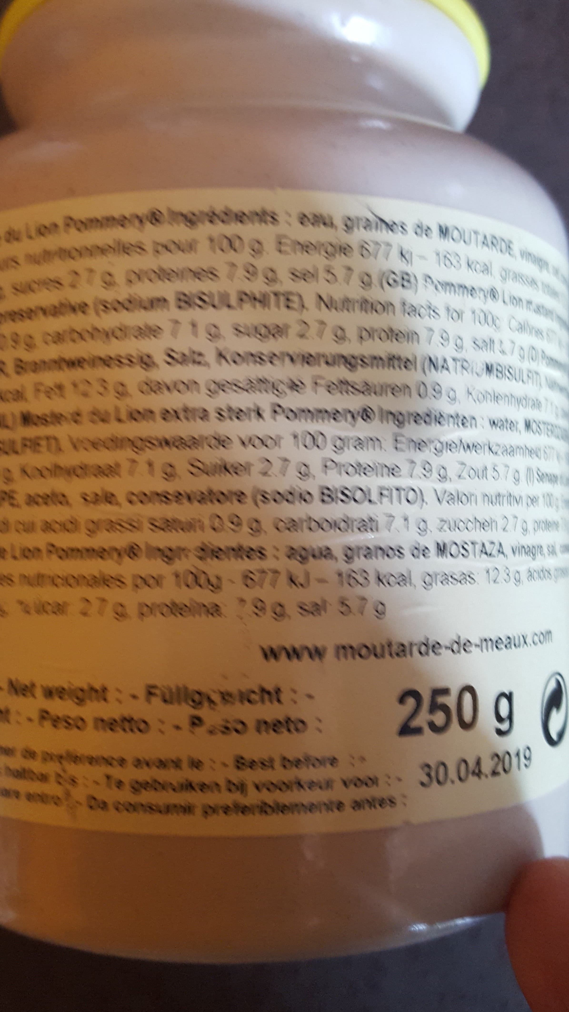 Pommery Moutarde De Lion, Extra Strong 6 X 250G packshot