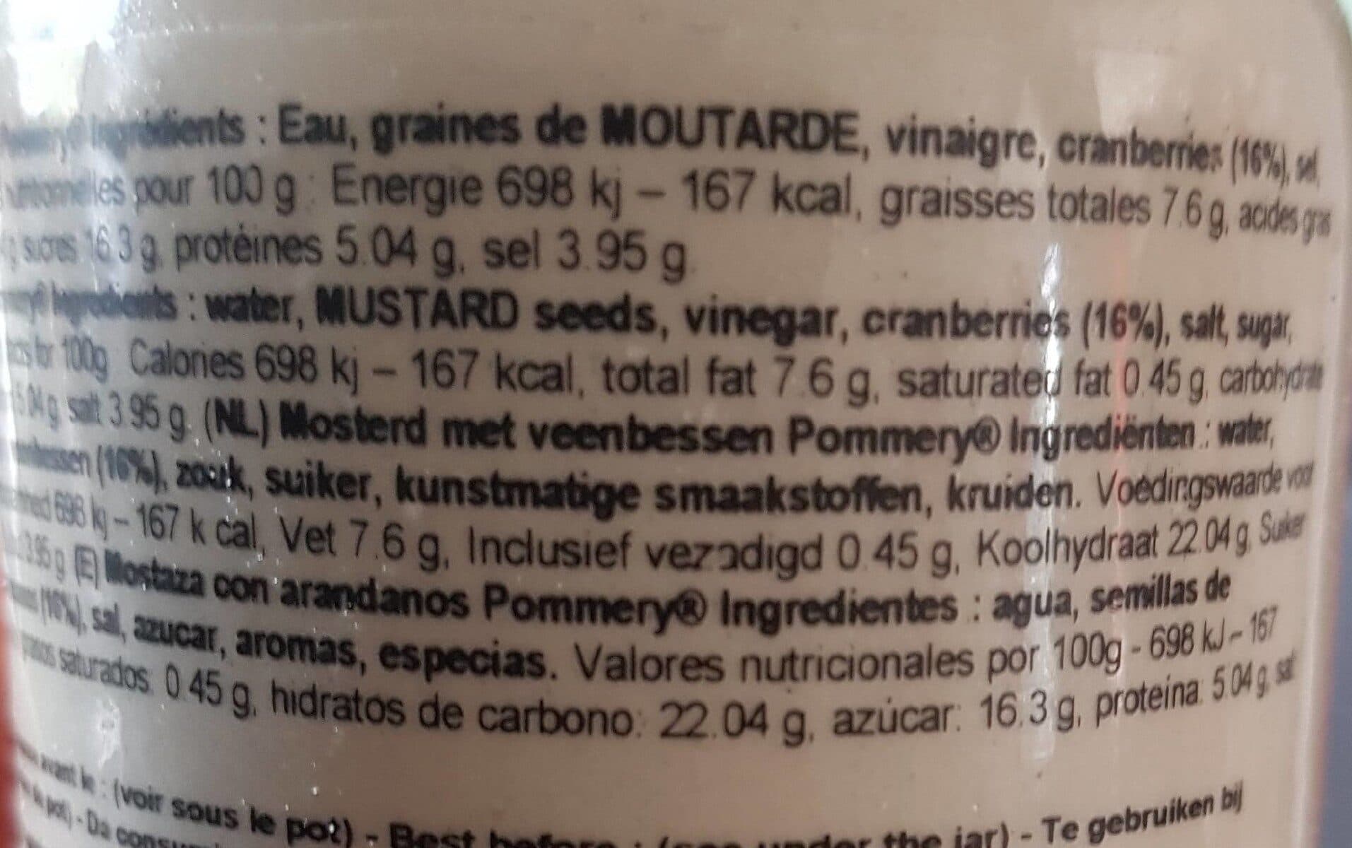 Les Assaisonnements Briards Moutarde de Pommery à l'ancienne Cranberries 100g packshot