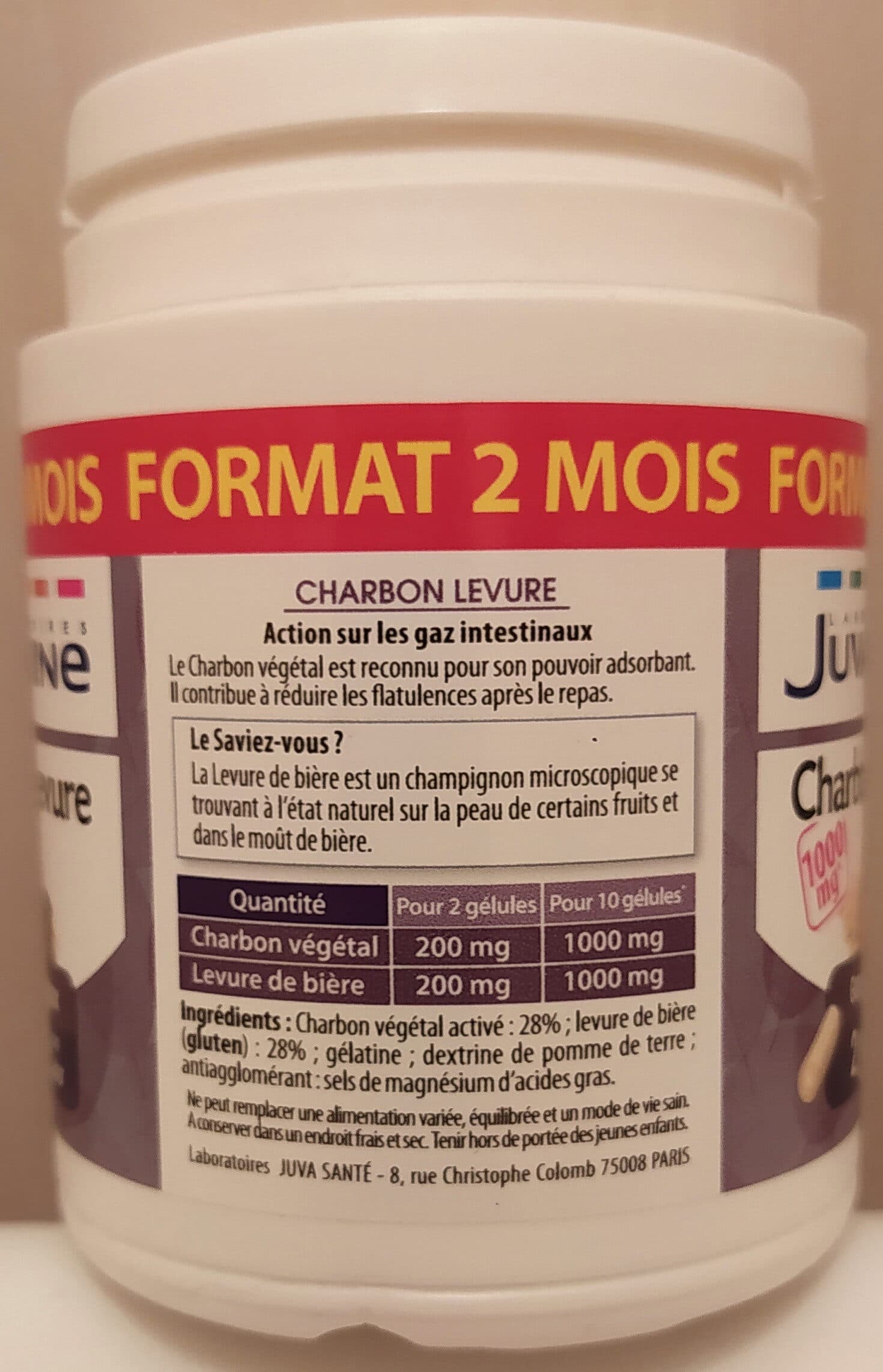 Juva Santé Charbon Levure x 120 gélules packshot