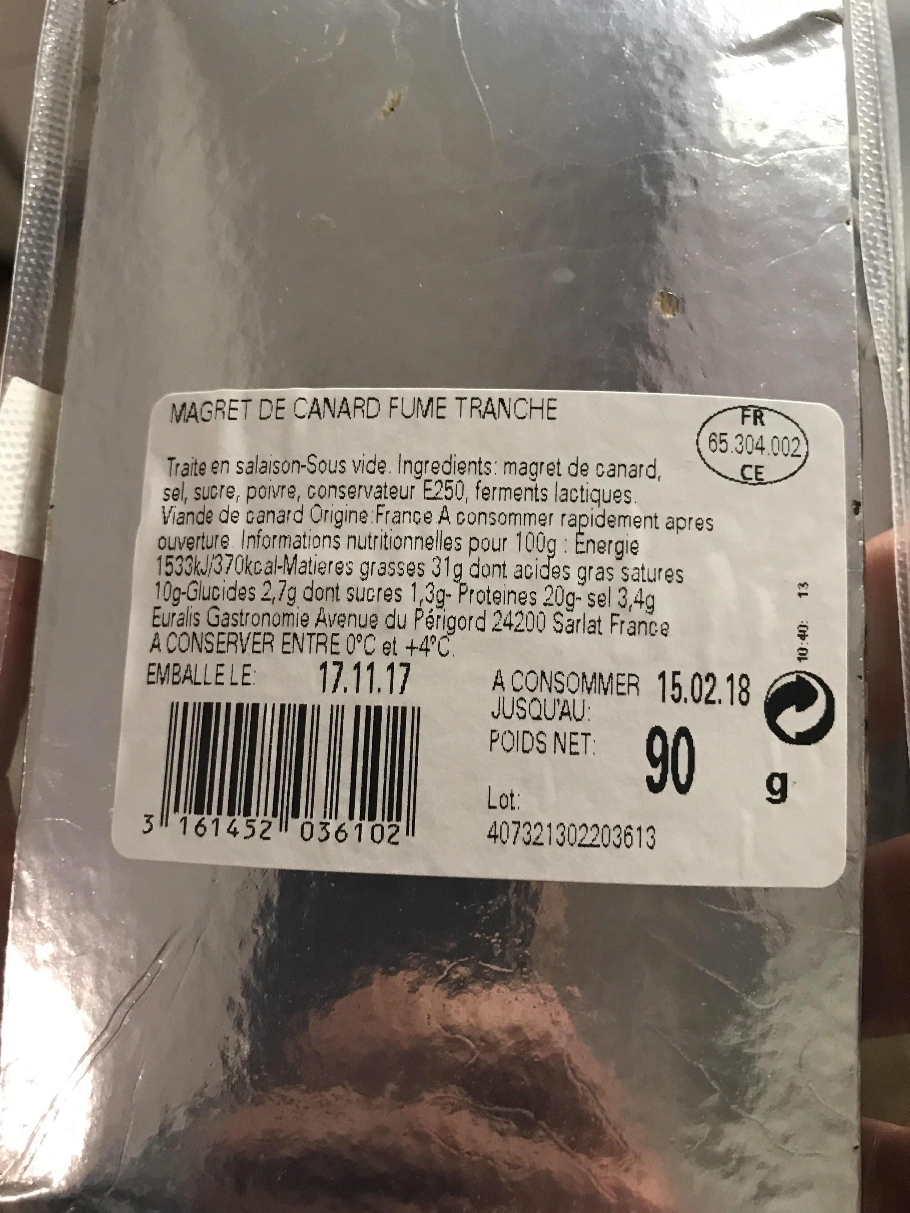 ROUGIÉ Magret De Canard Fumé Tranché packshot