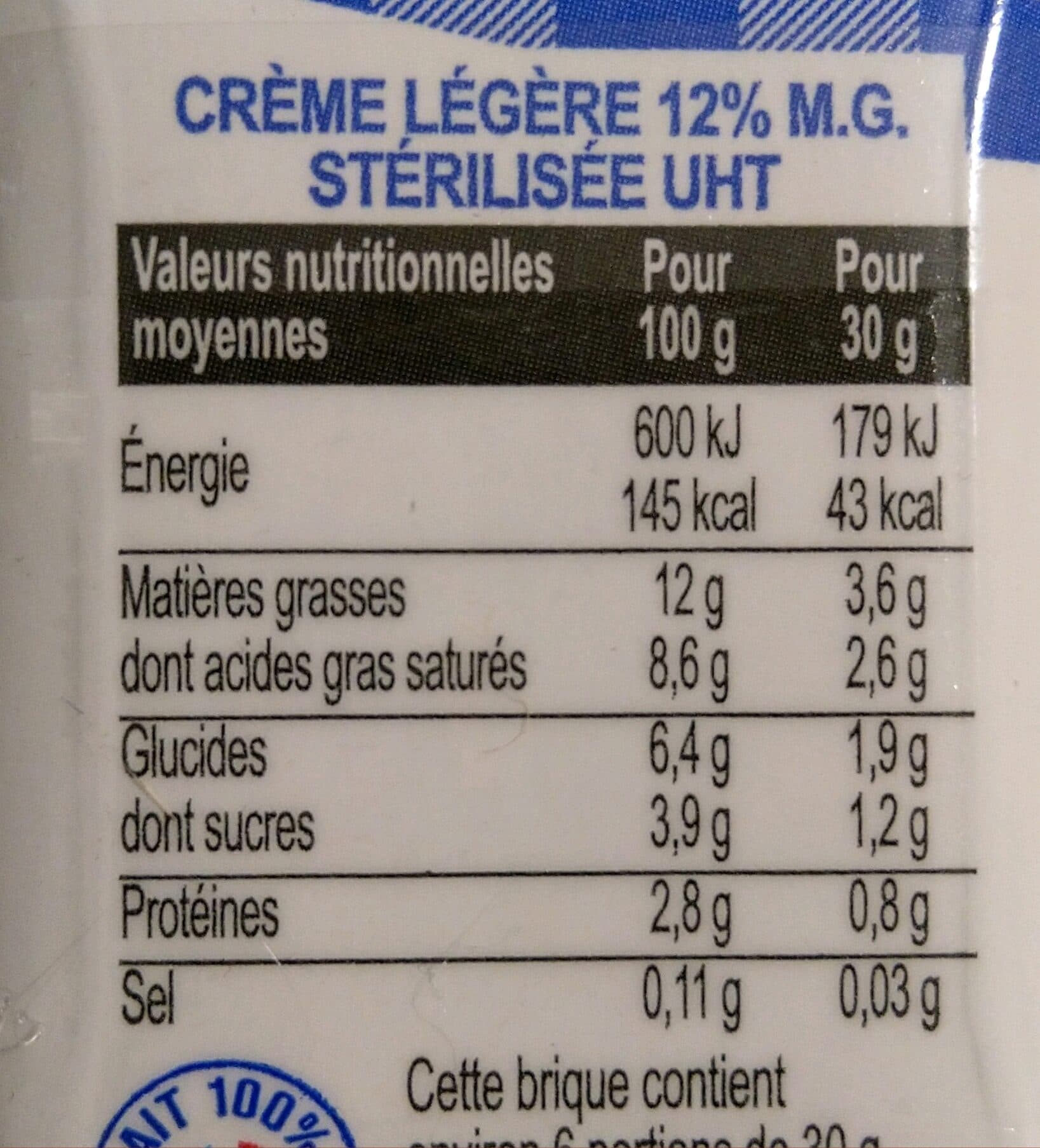 Elle & Vire La Crème Légère De Normandie 12%MG packshot
