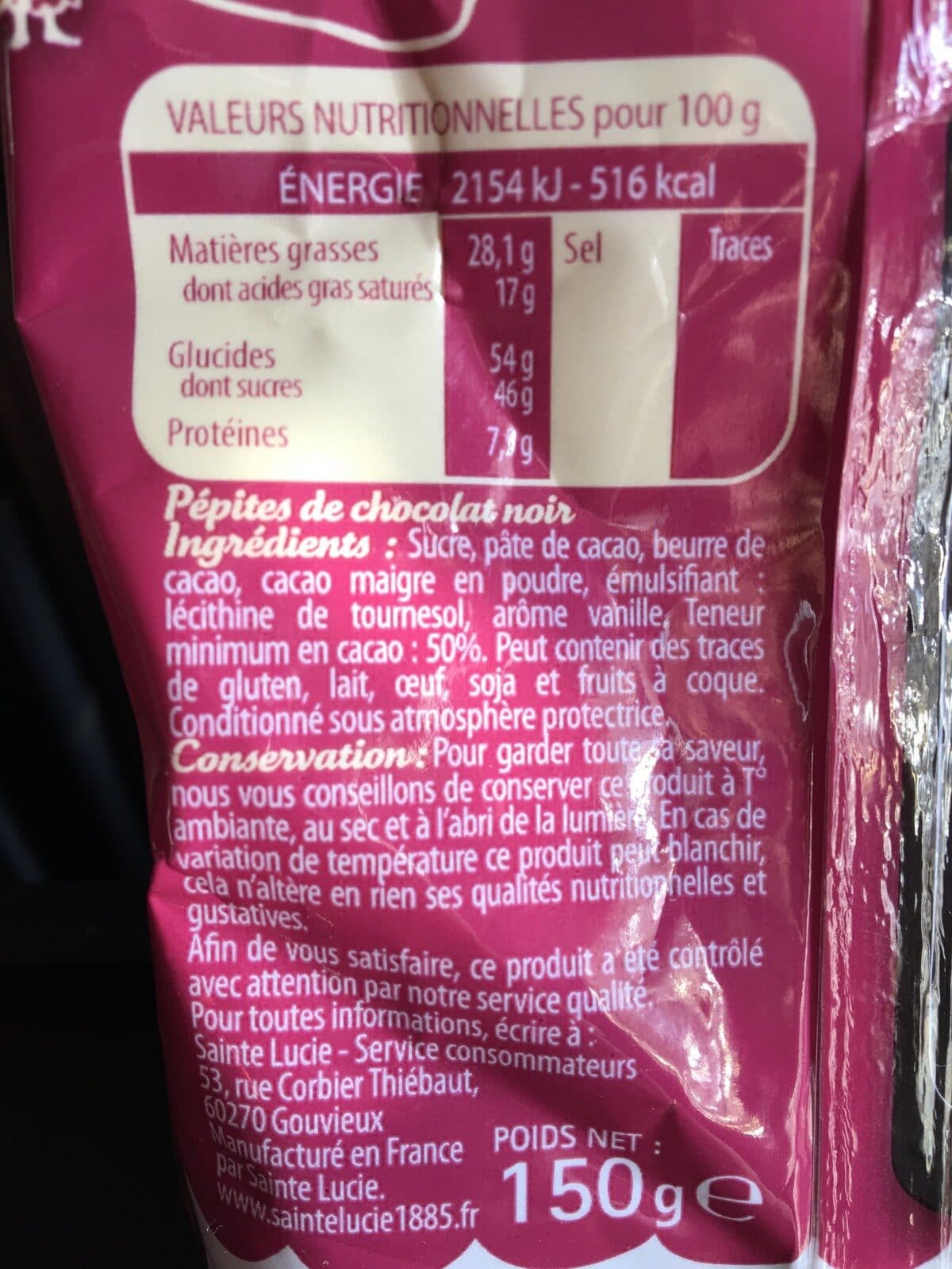 Sainte Lucie Pépites de Chocolat Noir packshot