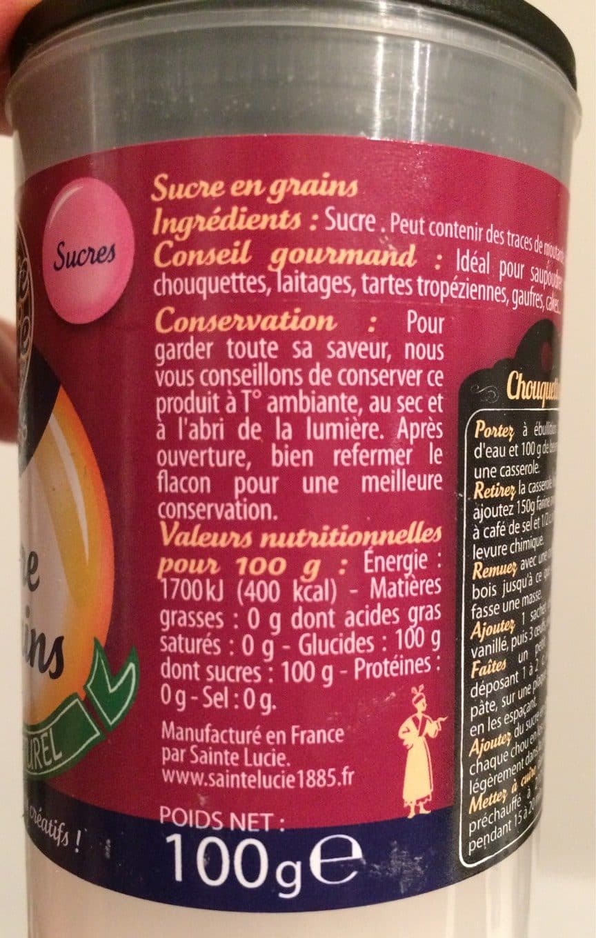 Sainte lucie Sucre en grains Sainte Lucie A chouquettes pot packshot