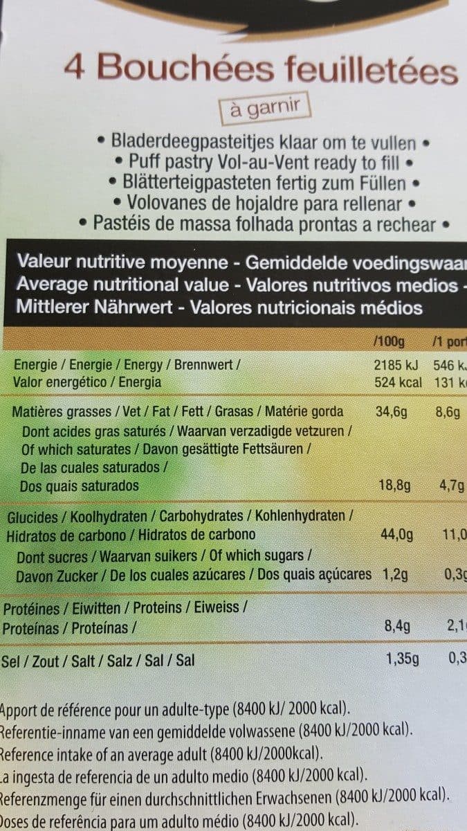 Open Food Facts 4 bouchées à garnir packshot