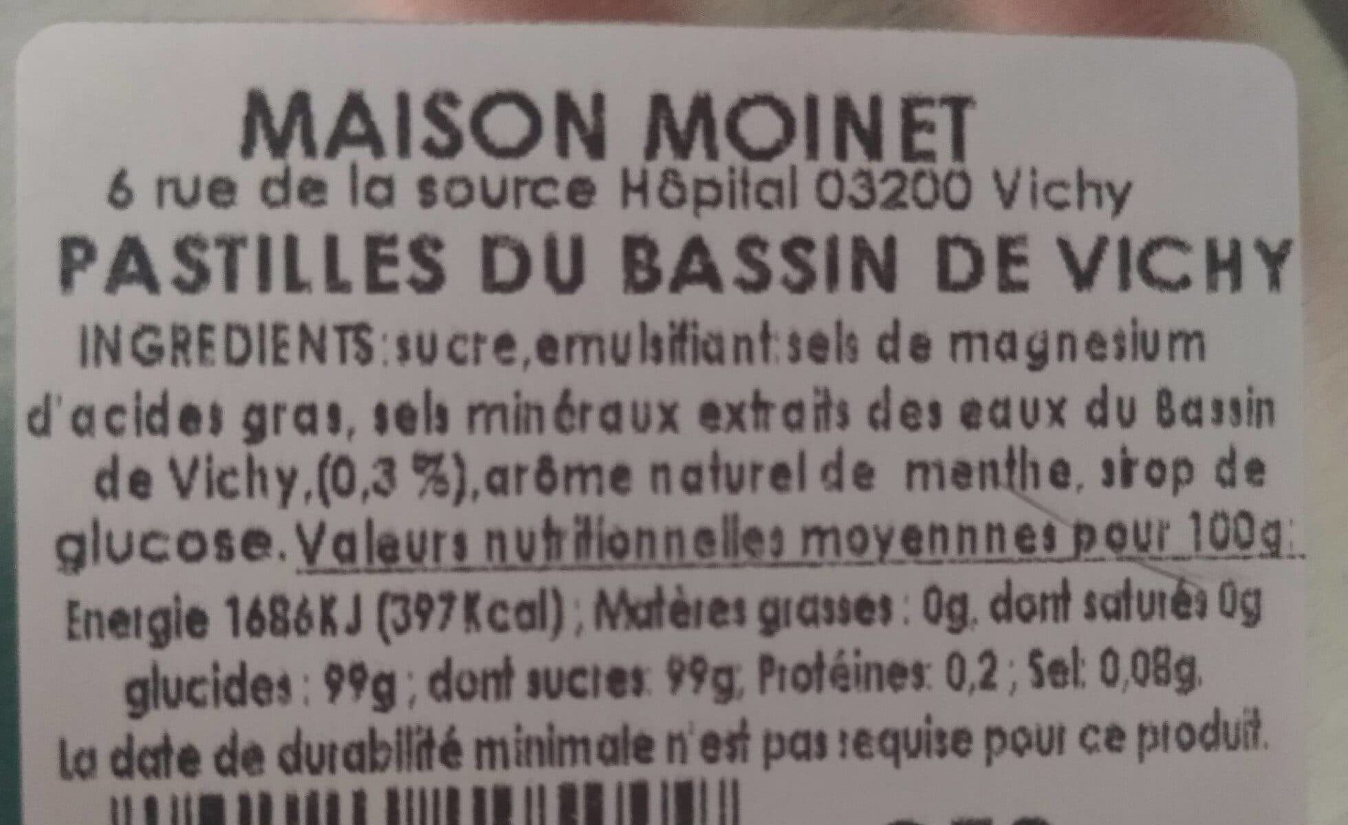 Open Food Facts Pastilles du bassin de Vichy des Ets H.Moinet depuis 1852 packshot