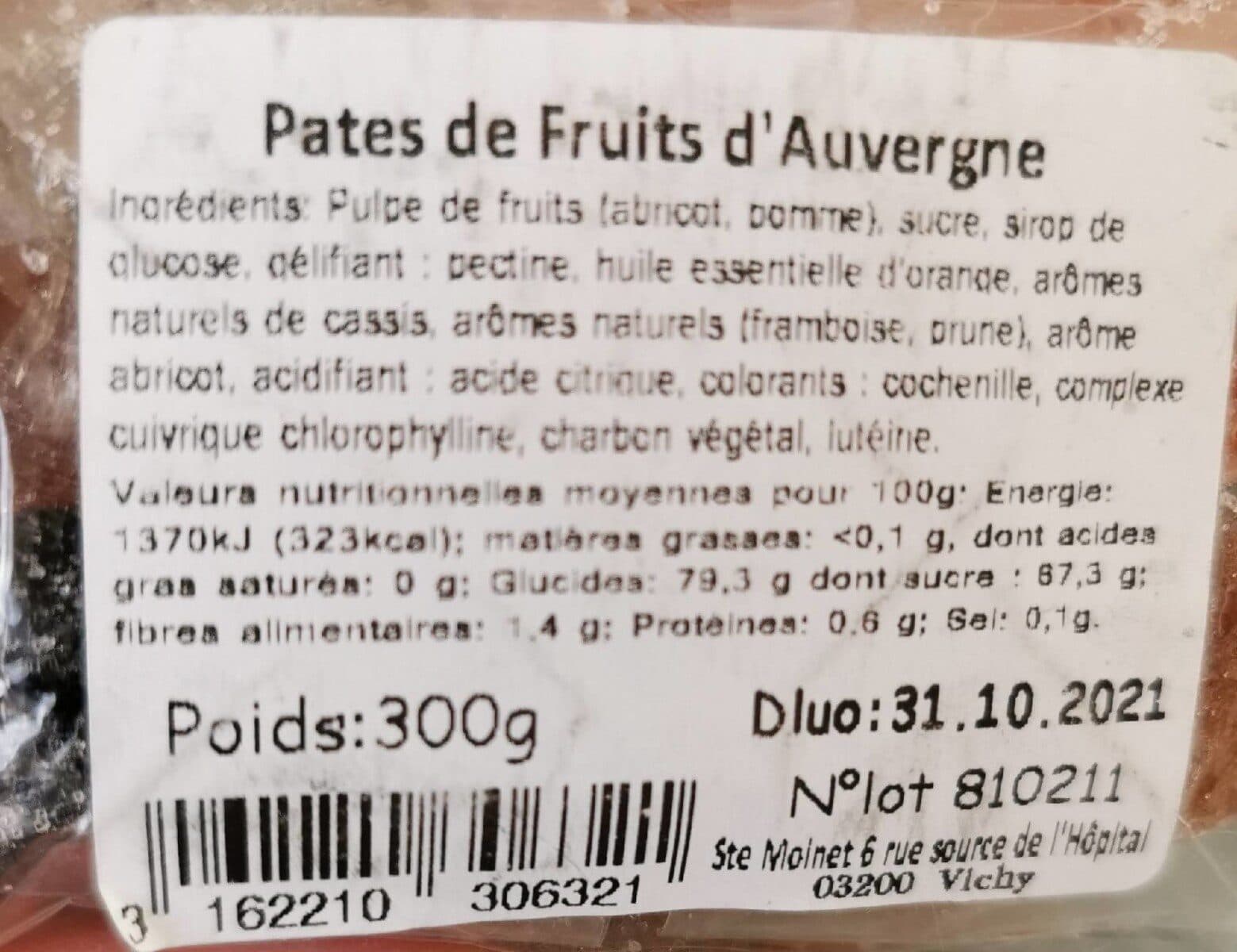 Société MOINET Pâtes de fruits d'Auvergne packshot
