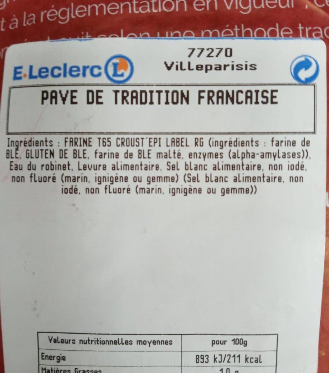 Leclerc Pave tradition française packshot