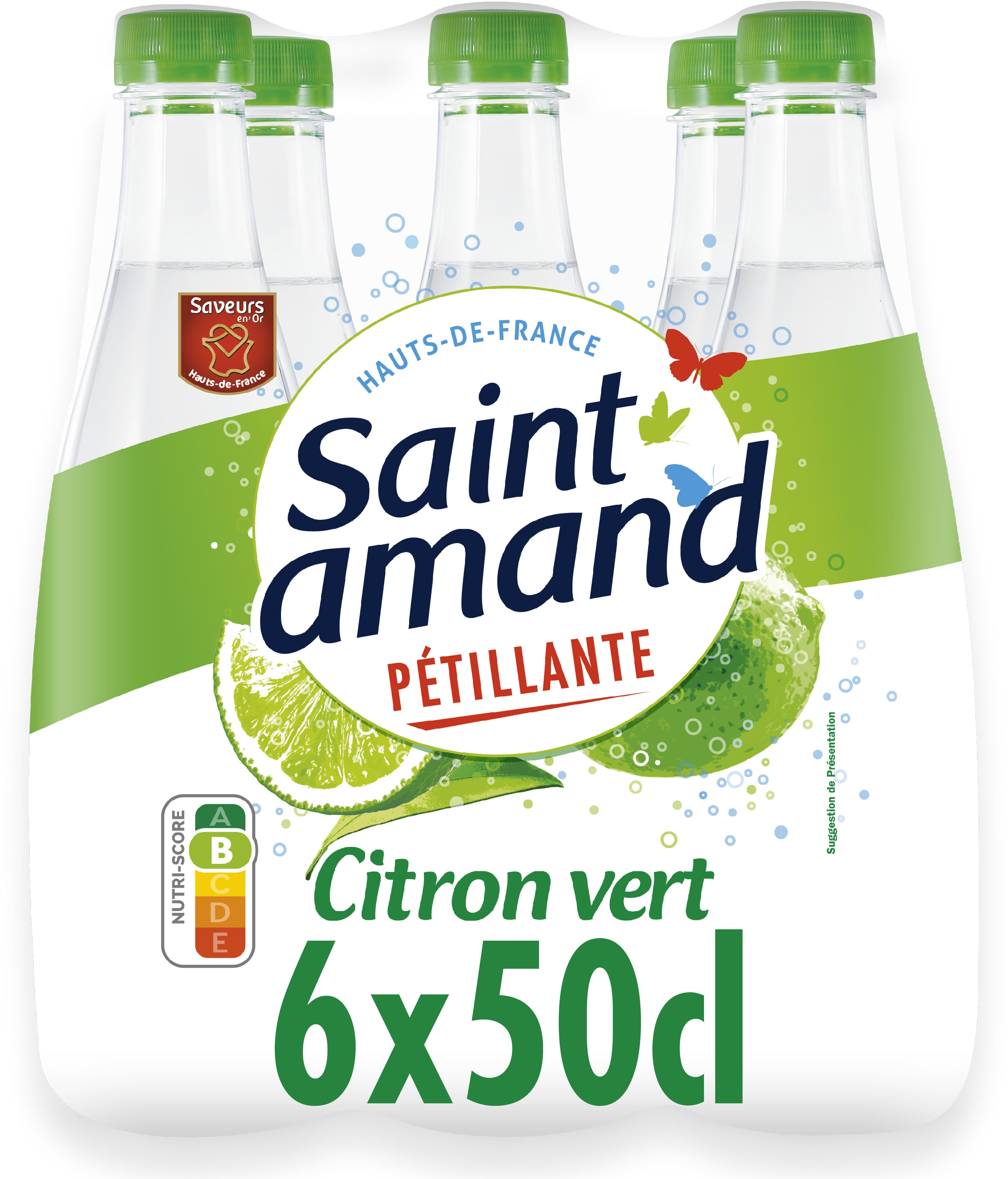 Saint amand St Amand Eau Minérale Naturelle pétillante aromatisée CITRON VERT 6X50CL packshot