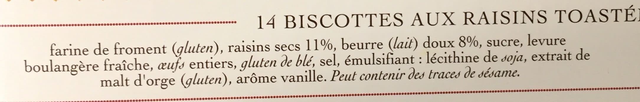 Albert menes 14 Biscottes Aux Raisins Toastées packshot