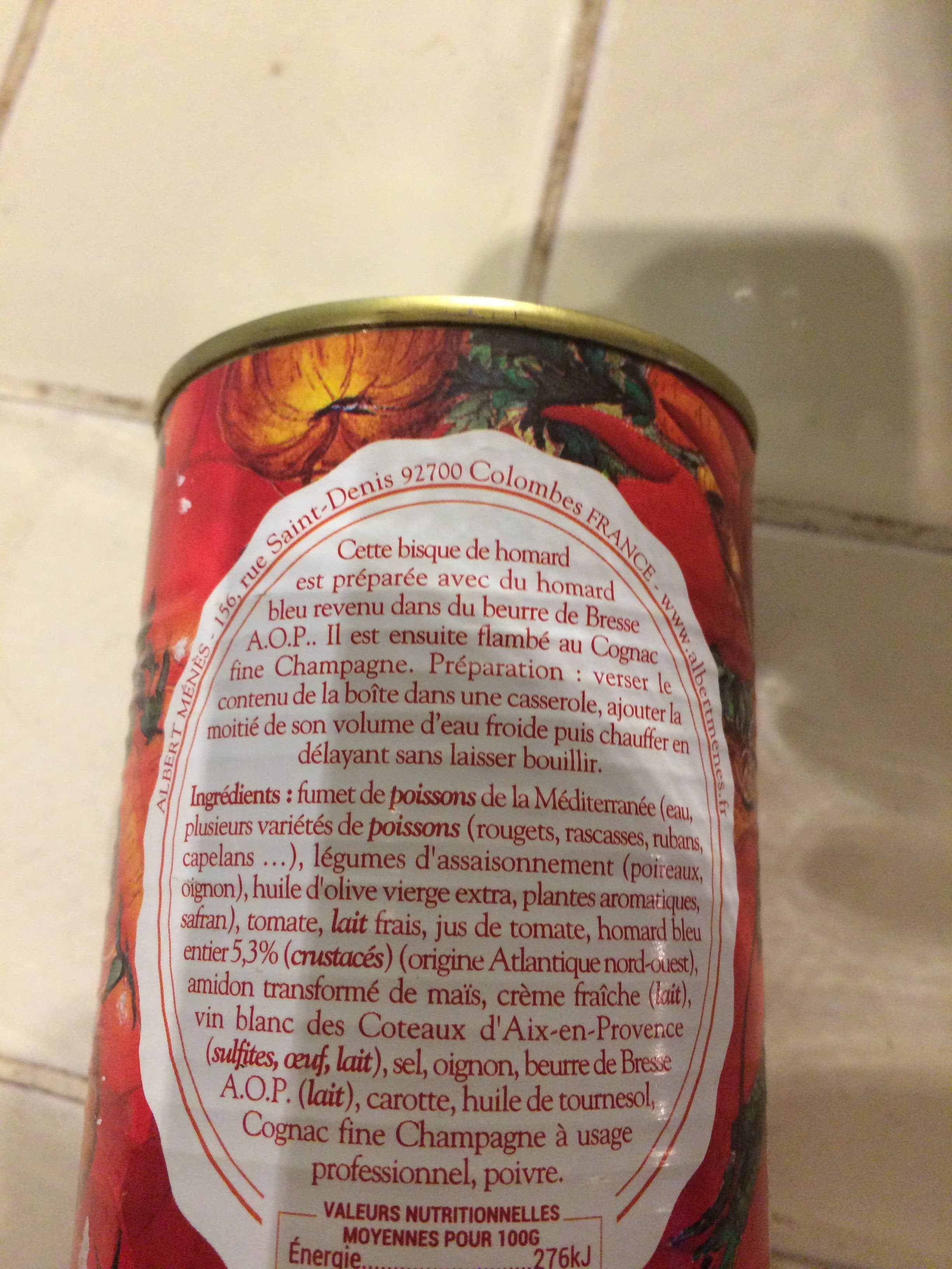 Albert menes Bisque de Homard packshot