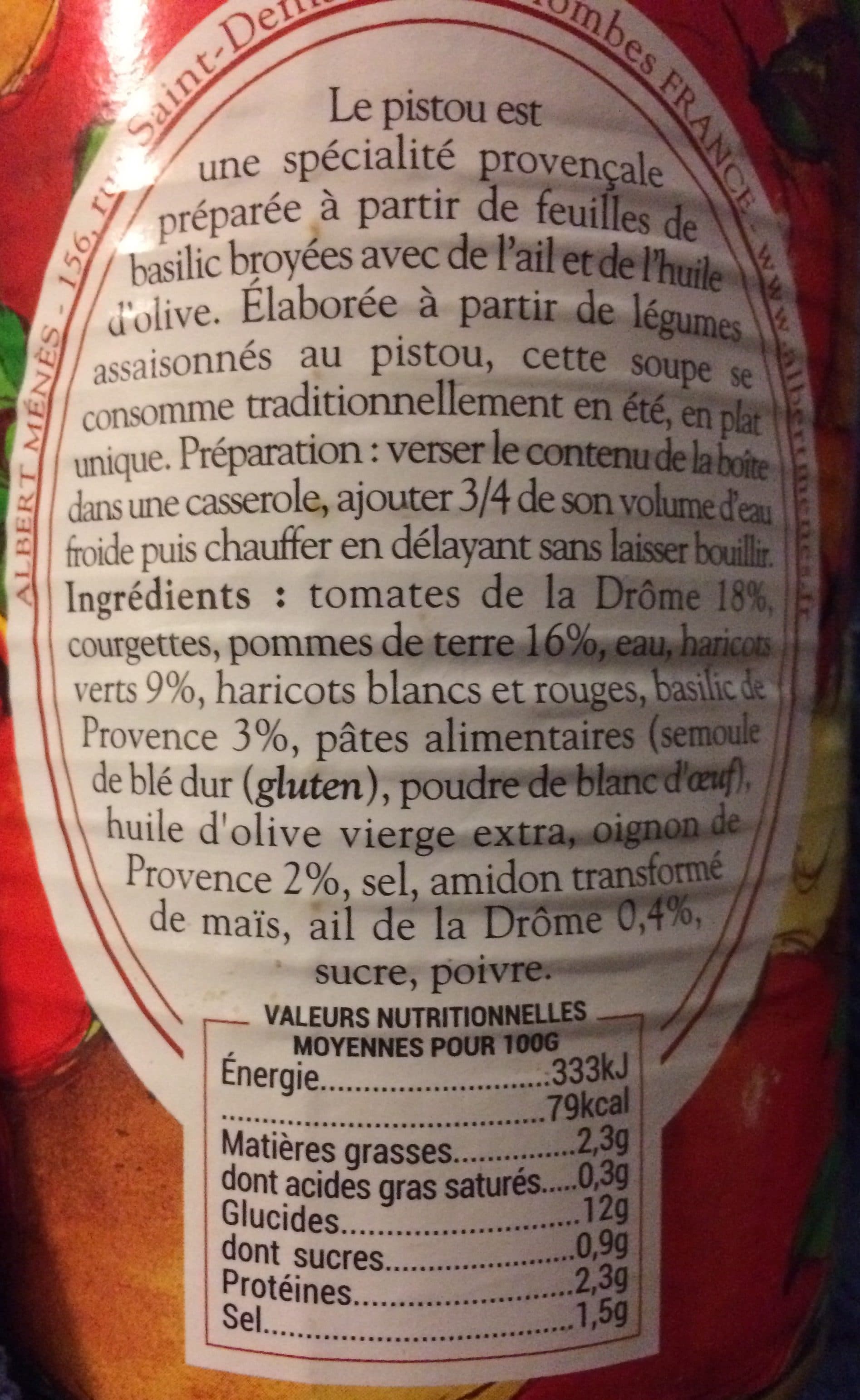 Albert menes Soupe De Pistou packshot
