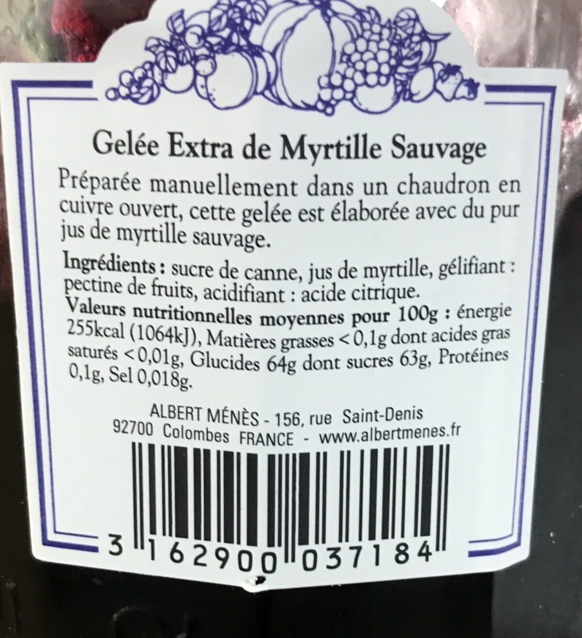 Albert Ménès Gelée Extra De Myrtilles, 370 Grammes, Marque Albert Ménès packshot