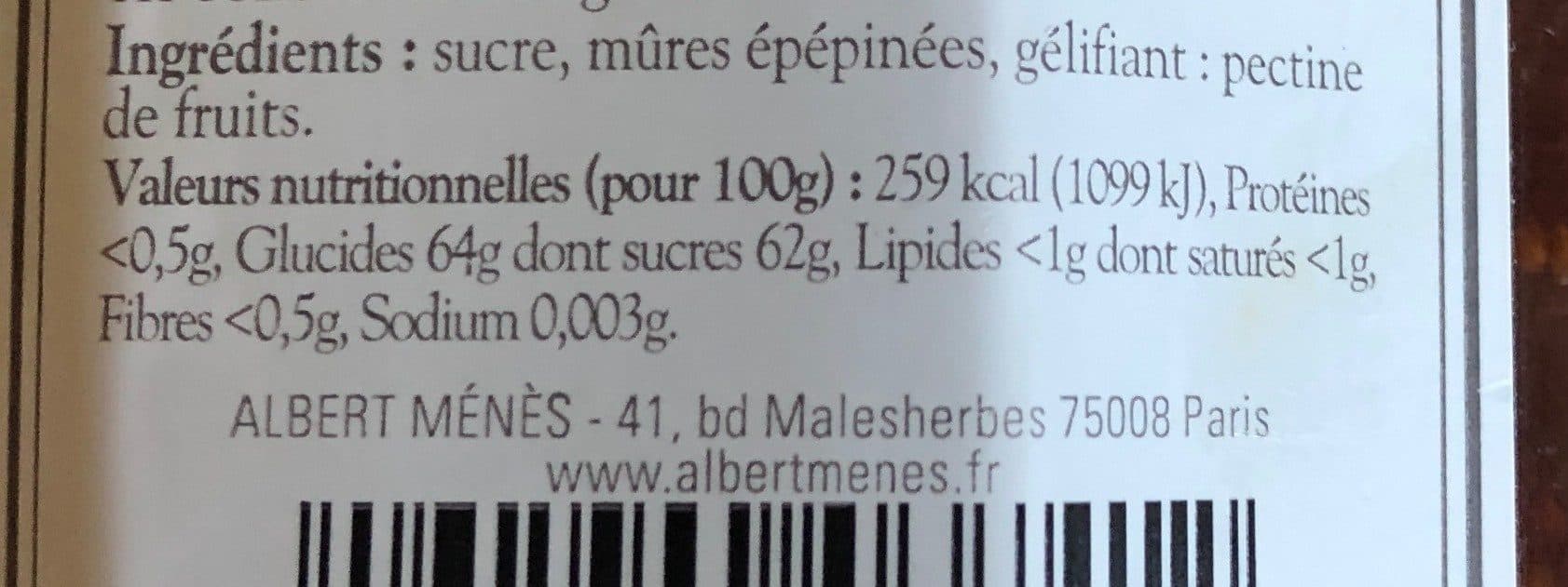 Albert Ménès Confiture Mûre épépinée packshot