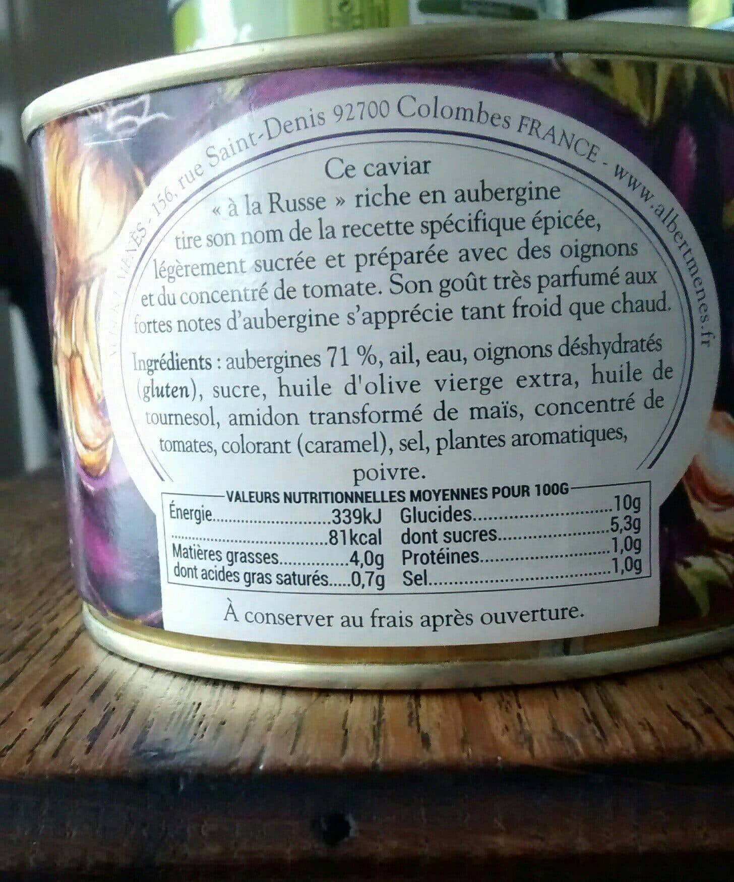 Albert menes Caviar Aubergine à La Russe packshot