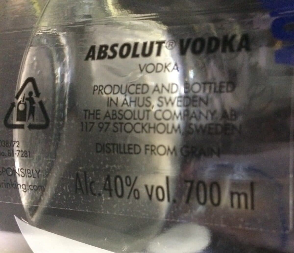 Open Food Facts Vodk.absolut 70C.40D+Br 1, packshot