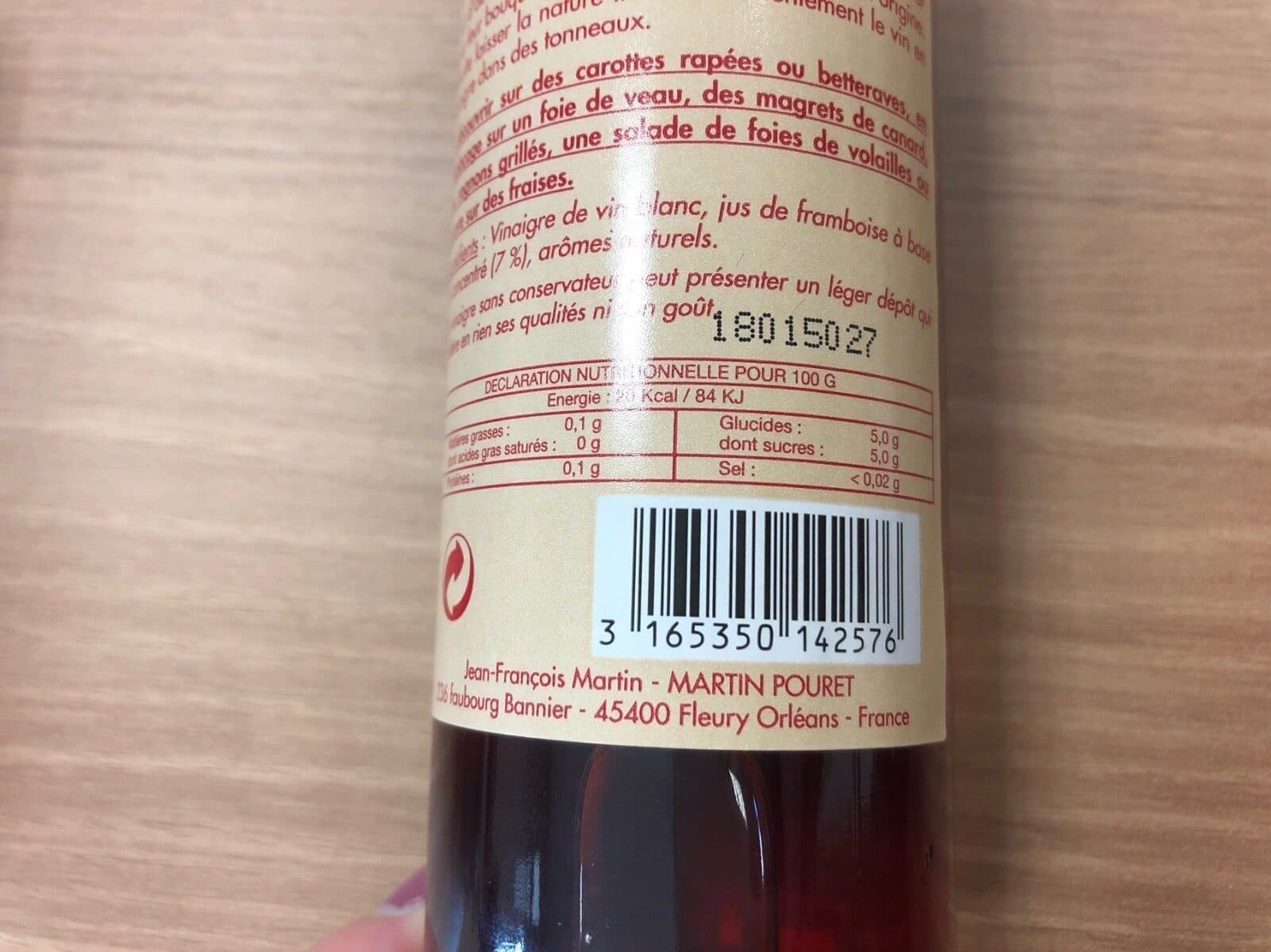 Martin Pouret Vinaigre à l’ancienne framboise packshot