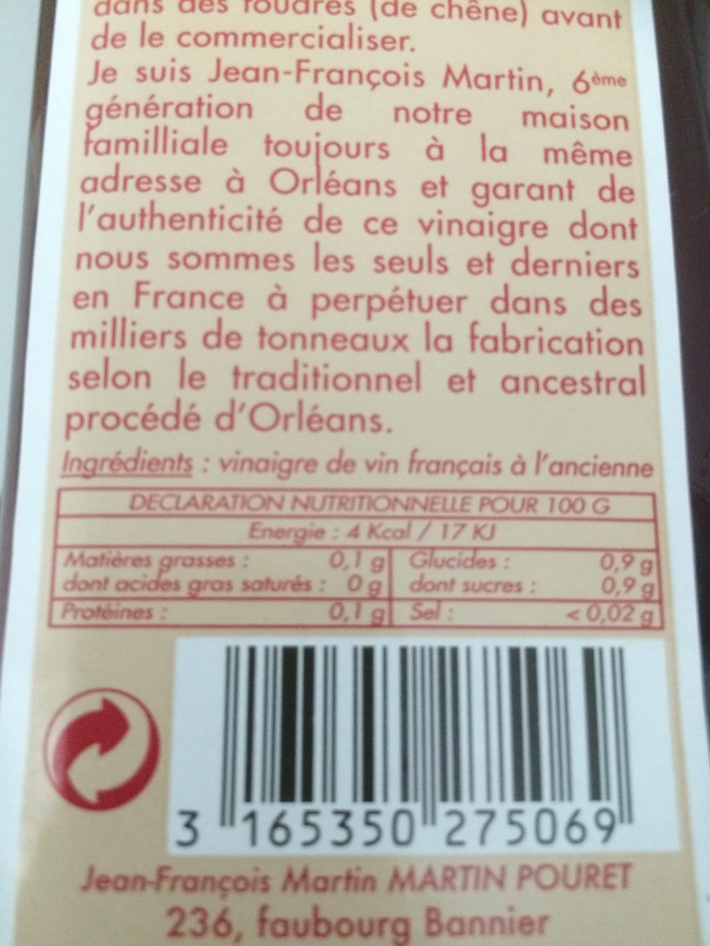 Martin Pouret Vinaigre d'Orléans packshot