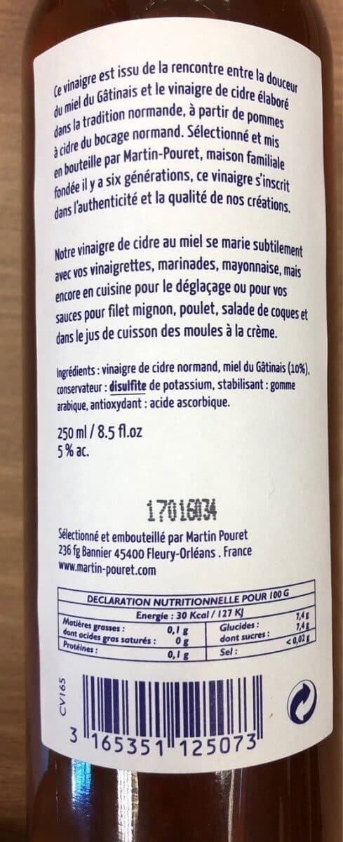 Martin Pouret Vinaigre de cidre de Normandie au Miel du Gâtinais packshot