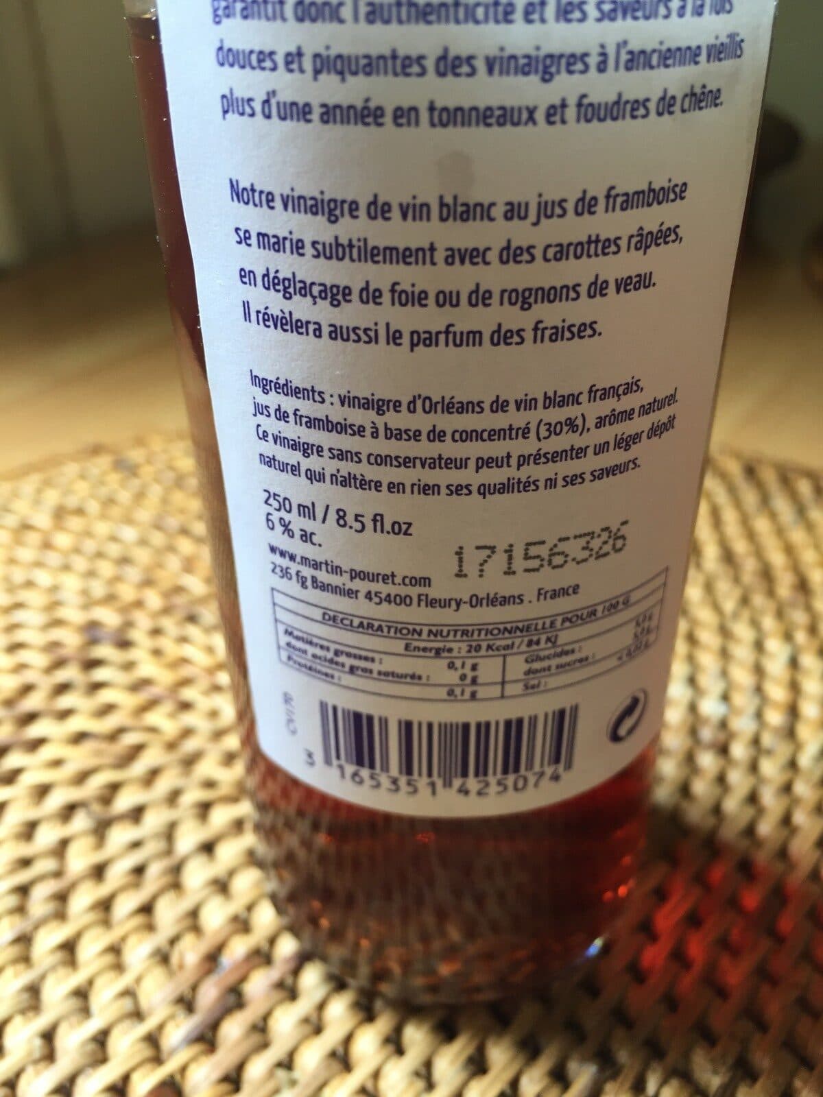 OLUF LORENTZEN AS Vinaigre De Vin Au Jus De Framboise packshot