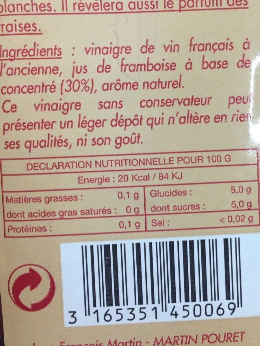 Martin Pouret Vinaigre d'Orléans au jus de framboise packshot