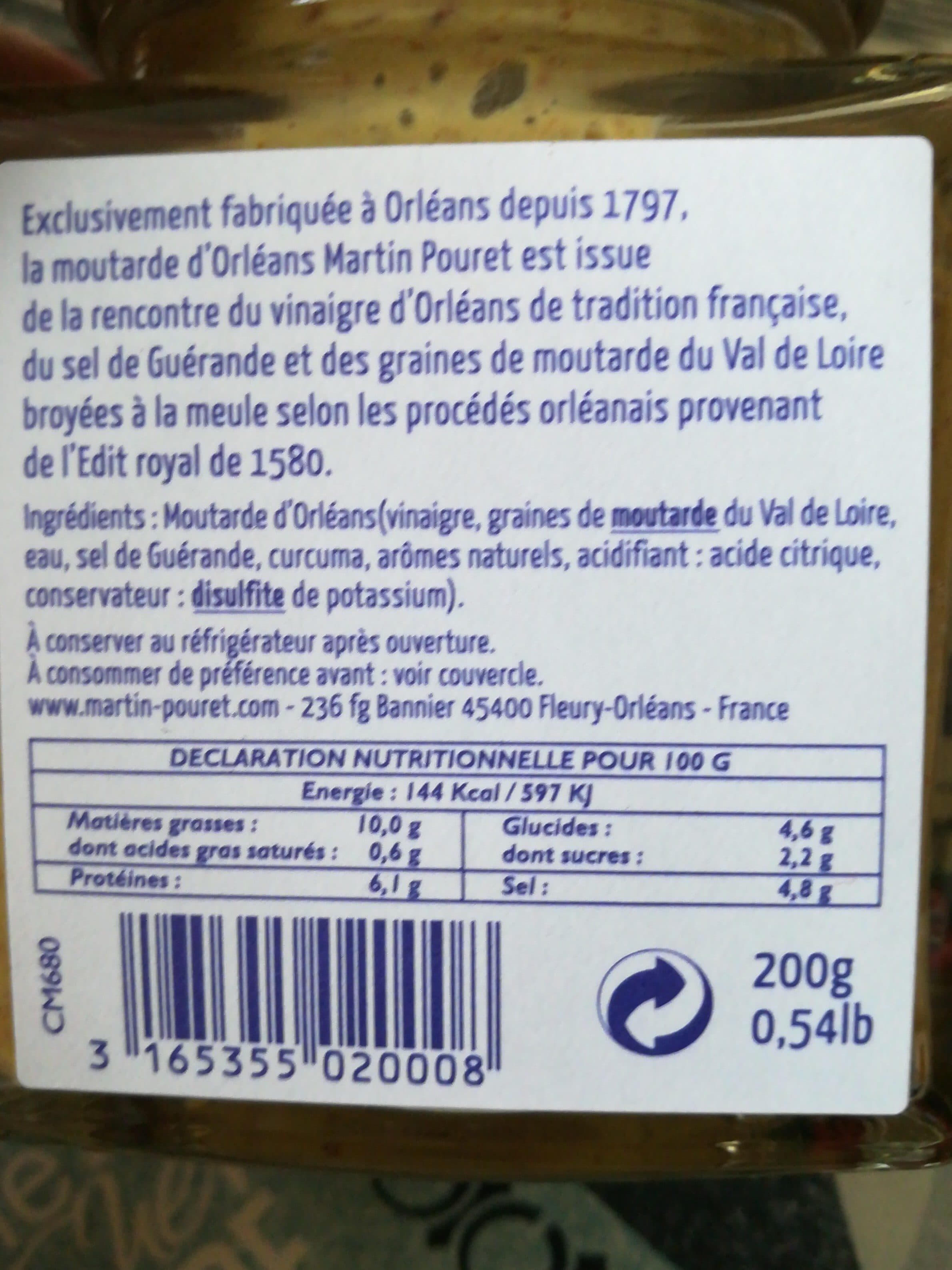 Martin pouret Moutarde D'orléans Tradition packshot